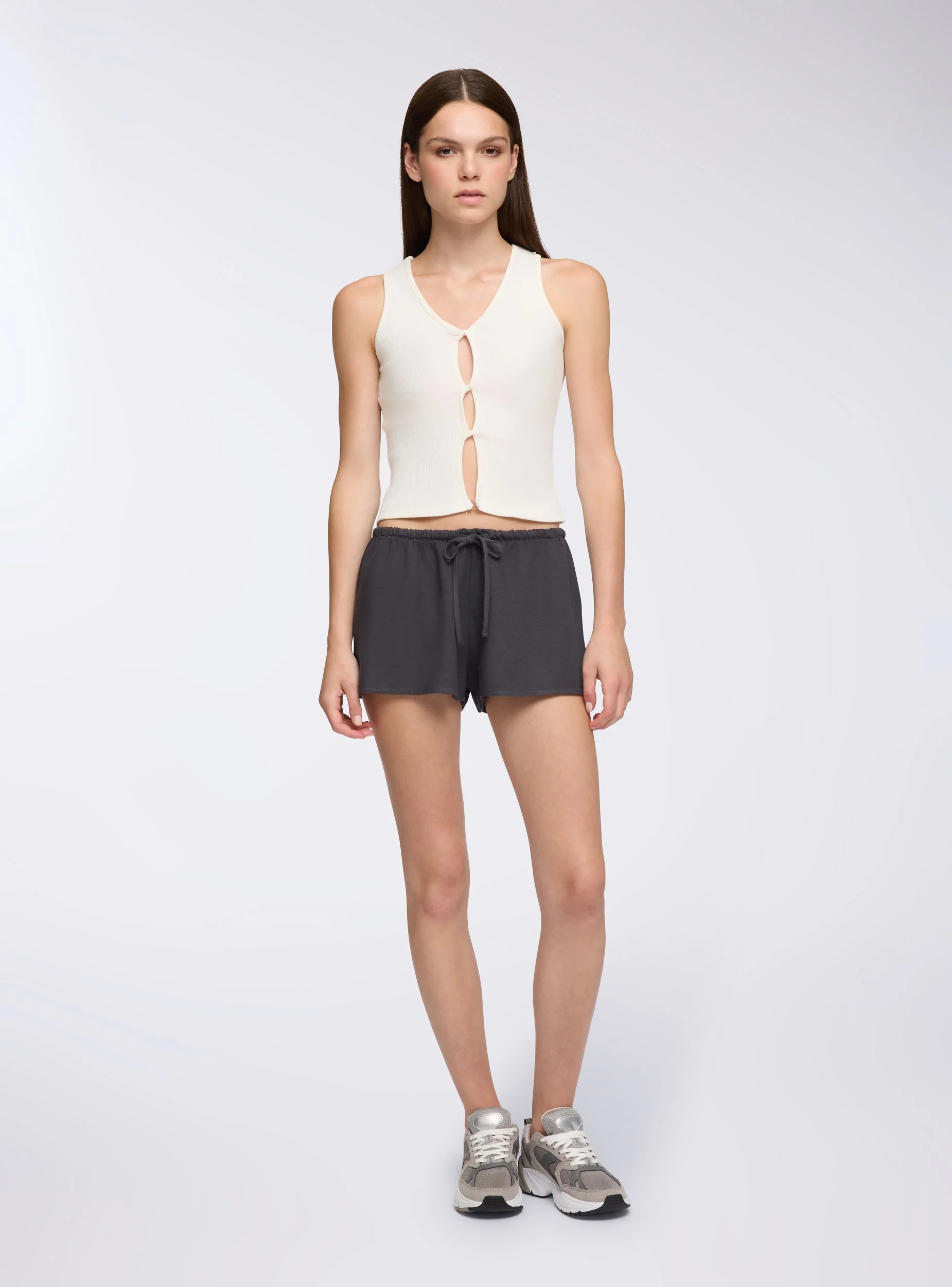 Shorts a vita bassa in misto lino - Image 2