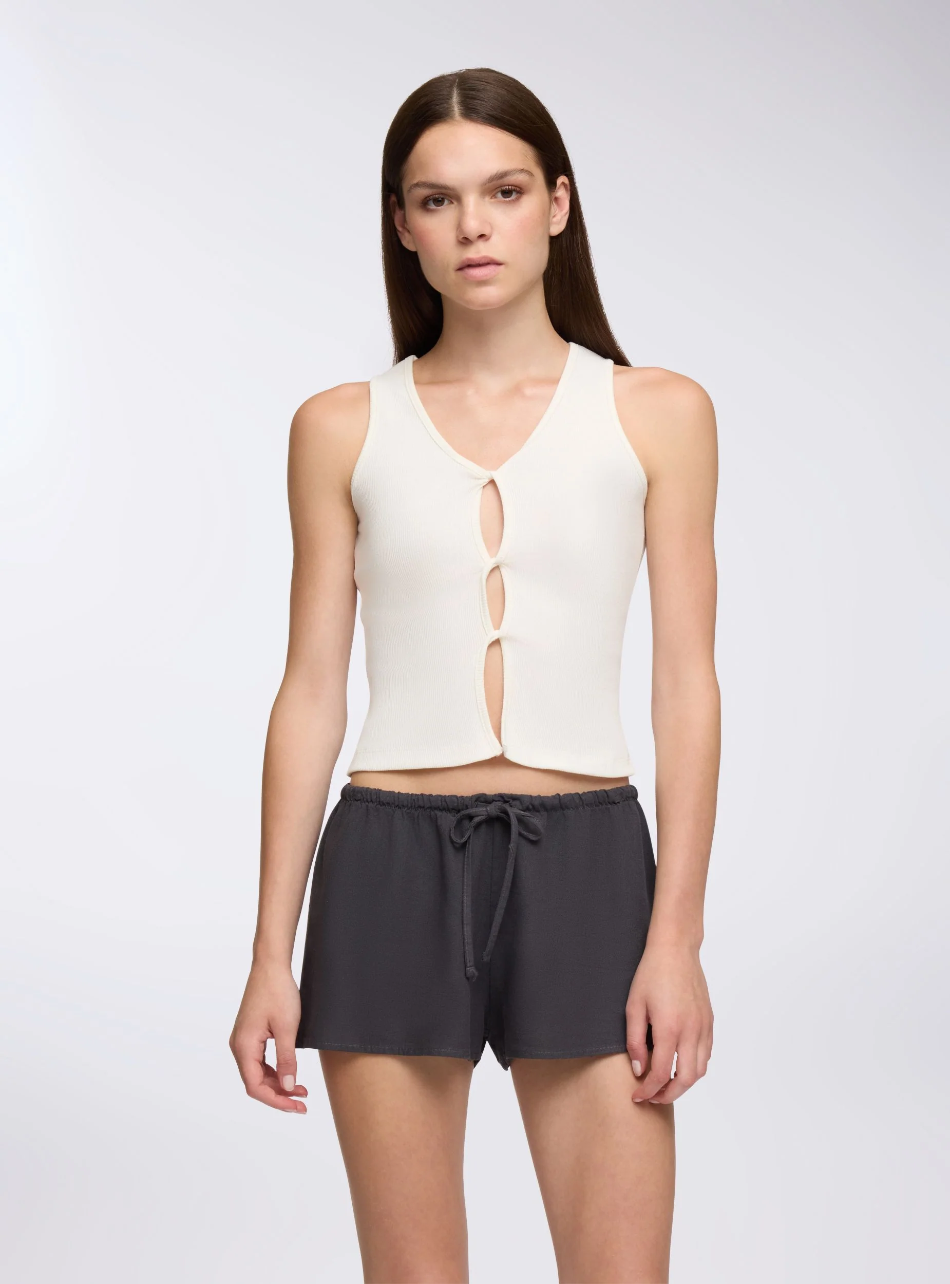 Shorts a vita bassa in misto lino - Image 3