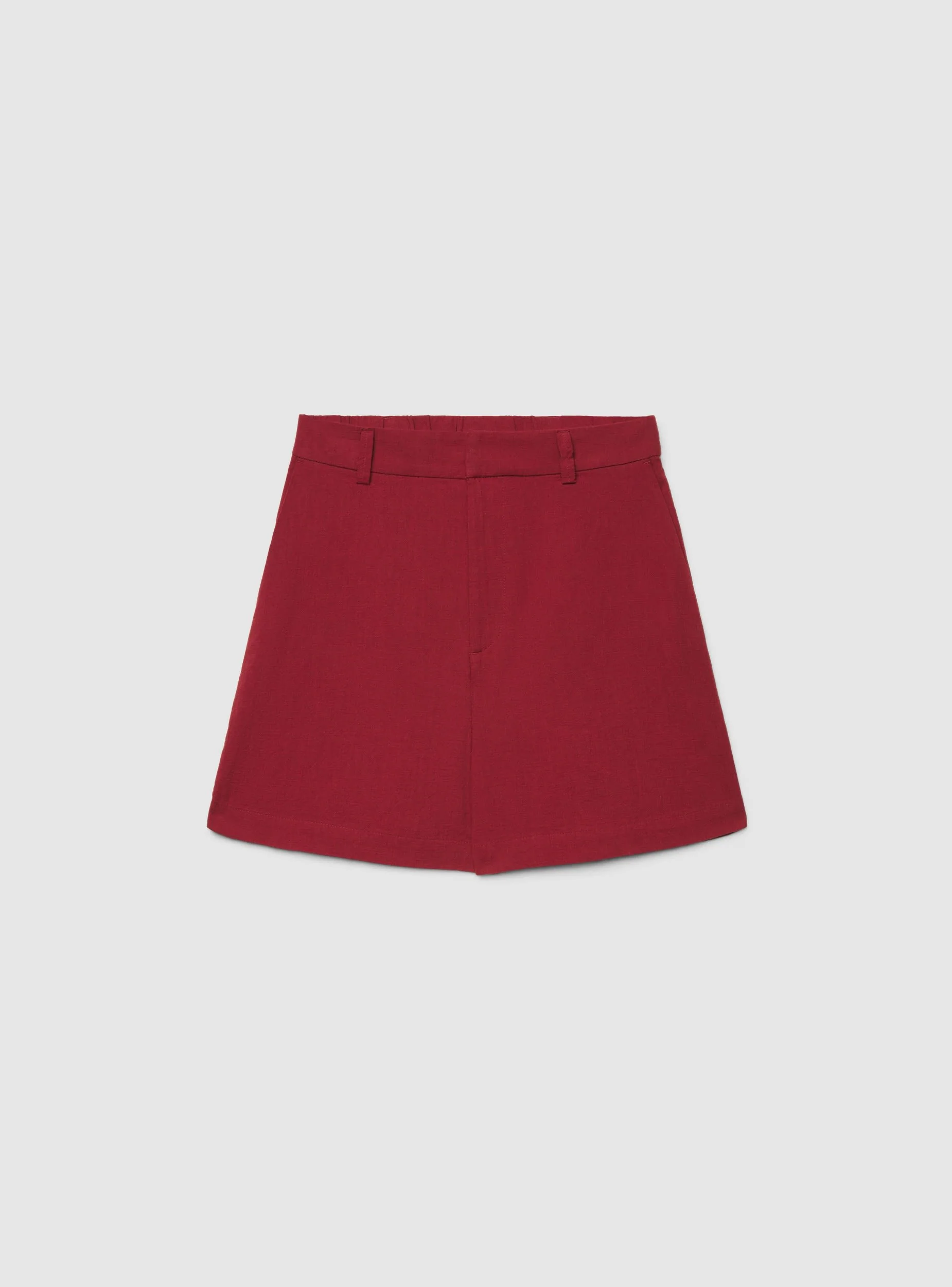 Shorts bermuda effetto lino a tinta unita - Image 5