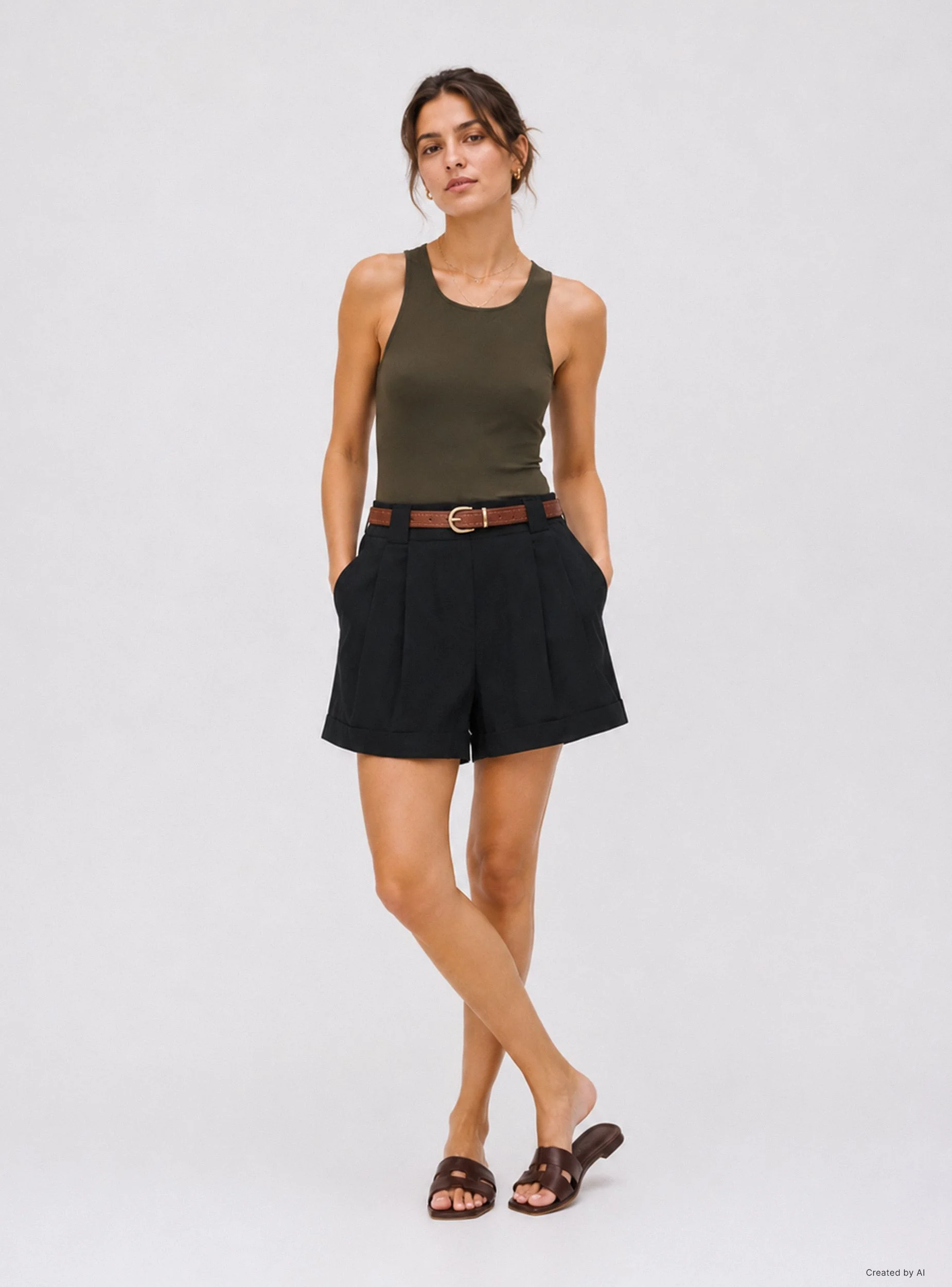 Shorts con risvolto e cintura - Image 8