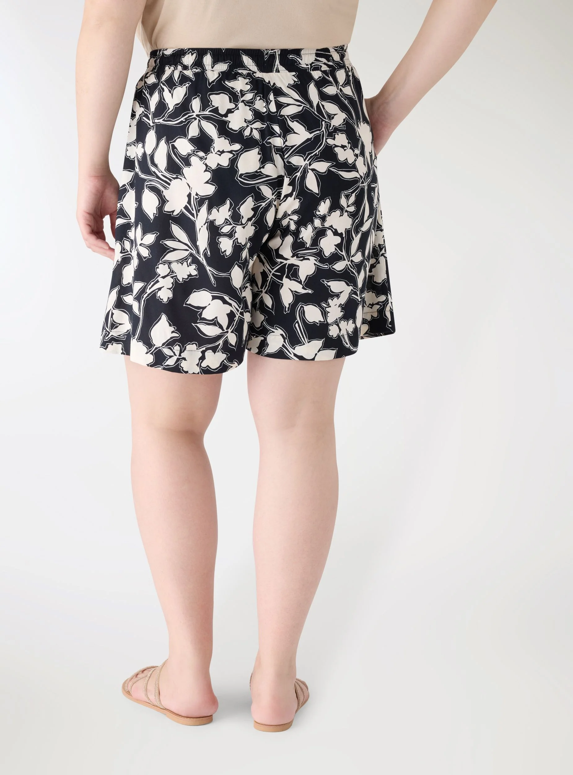 Shorts con stampa fiori e vita elastica - Image 3