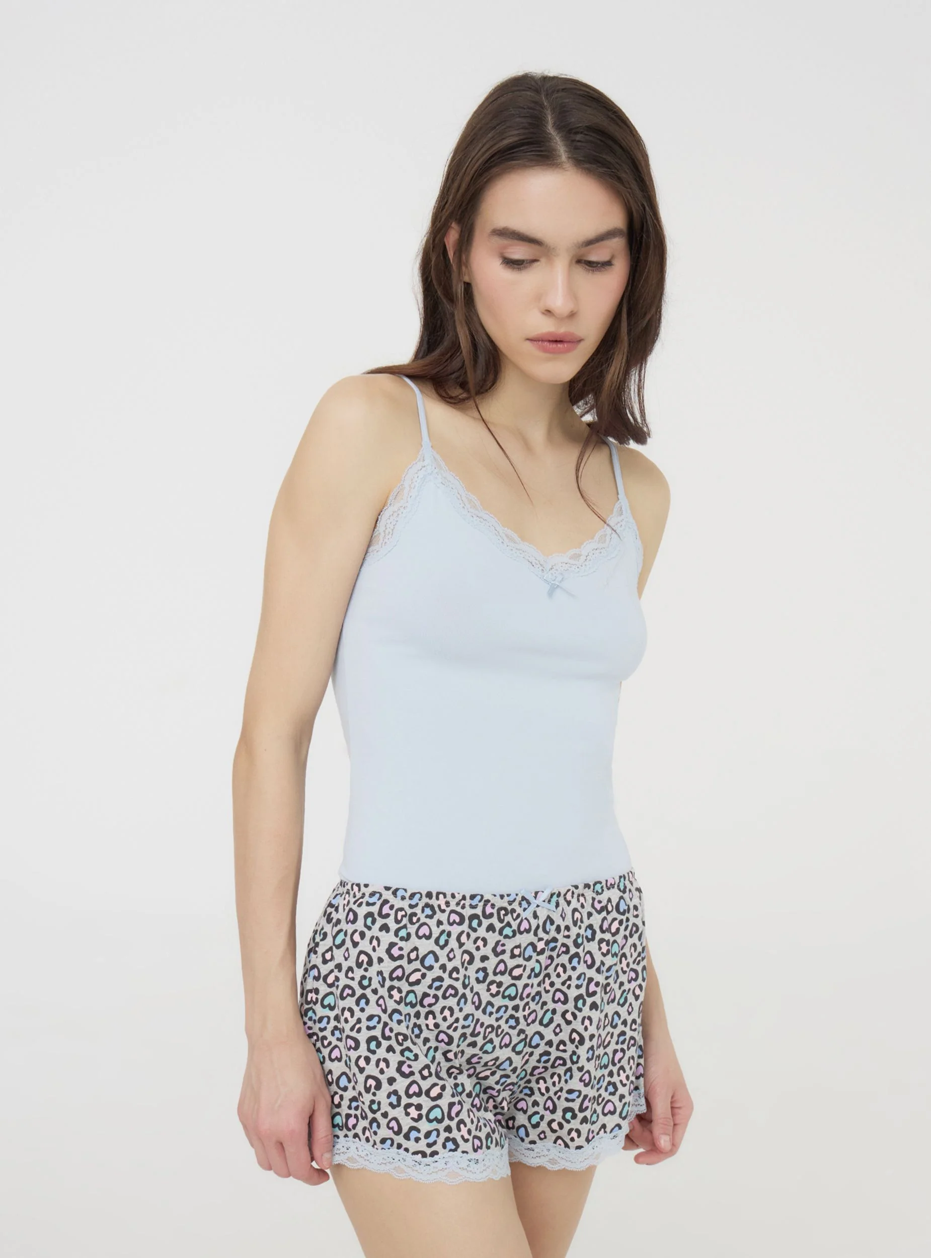 Shorts del pigiama maculati con pizzo - Image 2