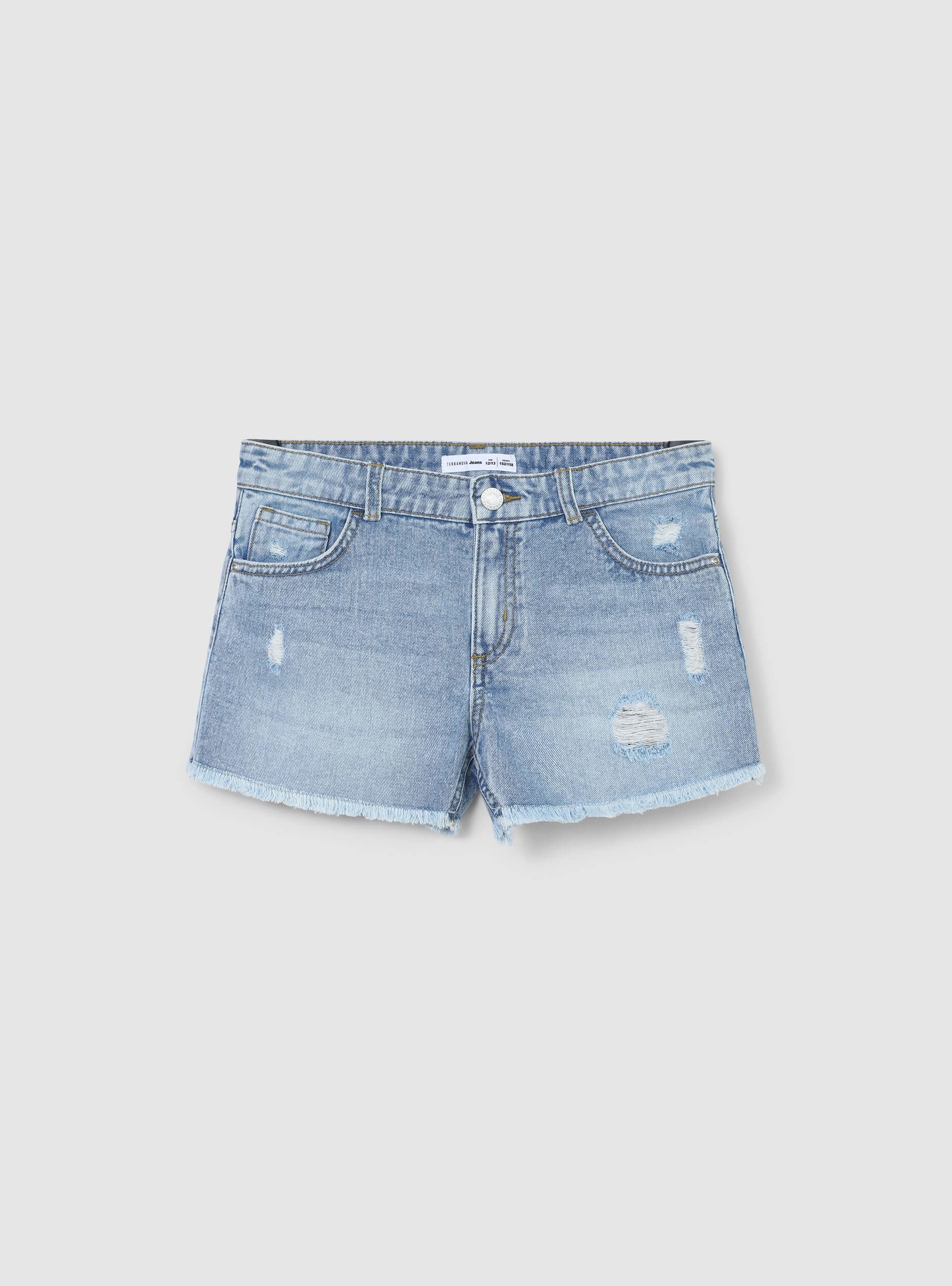 Shorts di jeans sfrangiati con strappi - Image 4