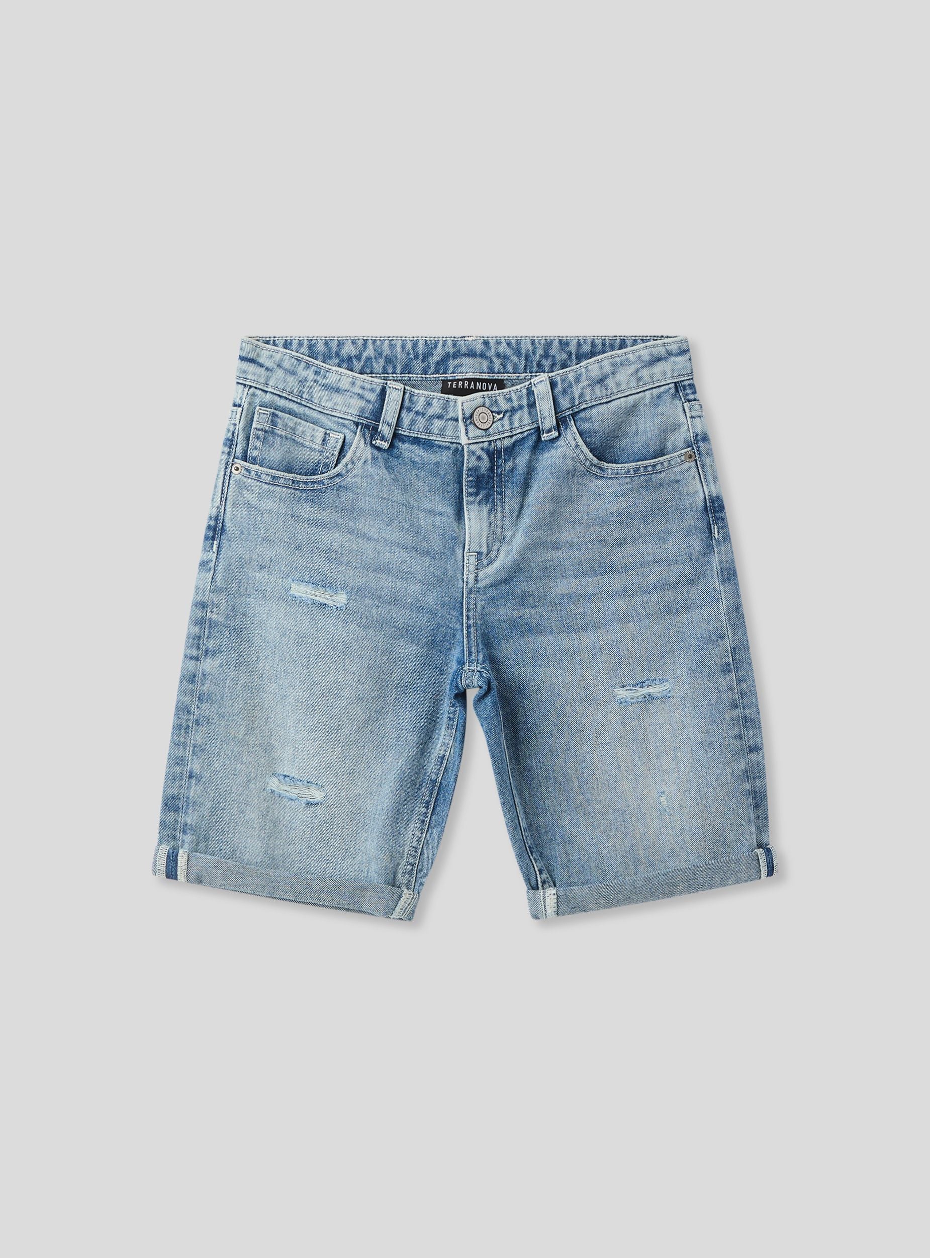 Shorts in denim con strappi