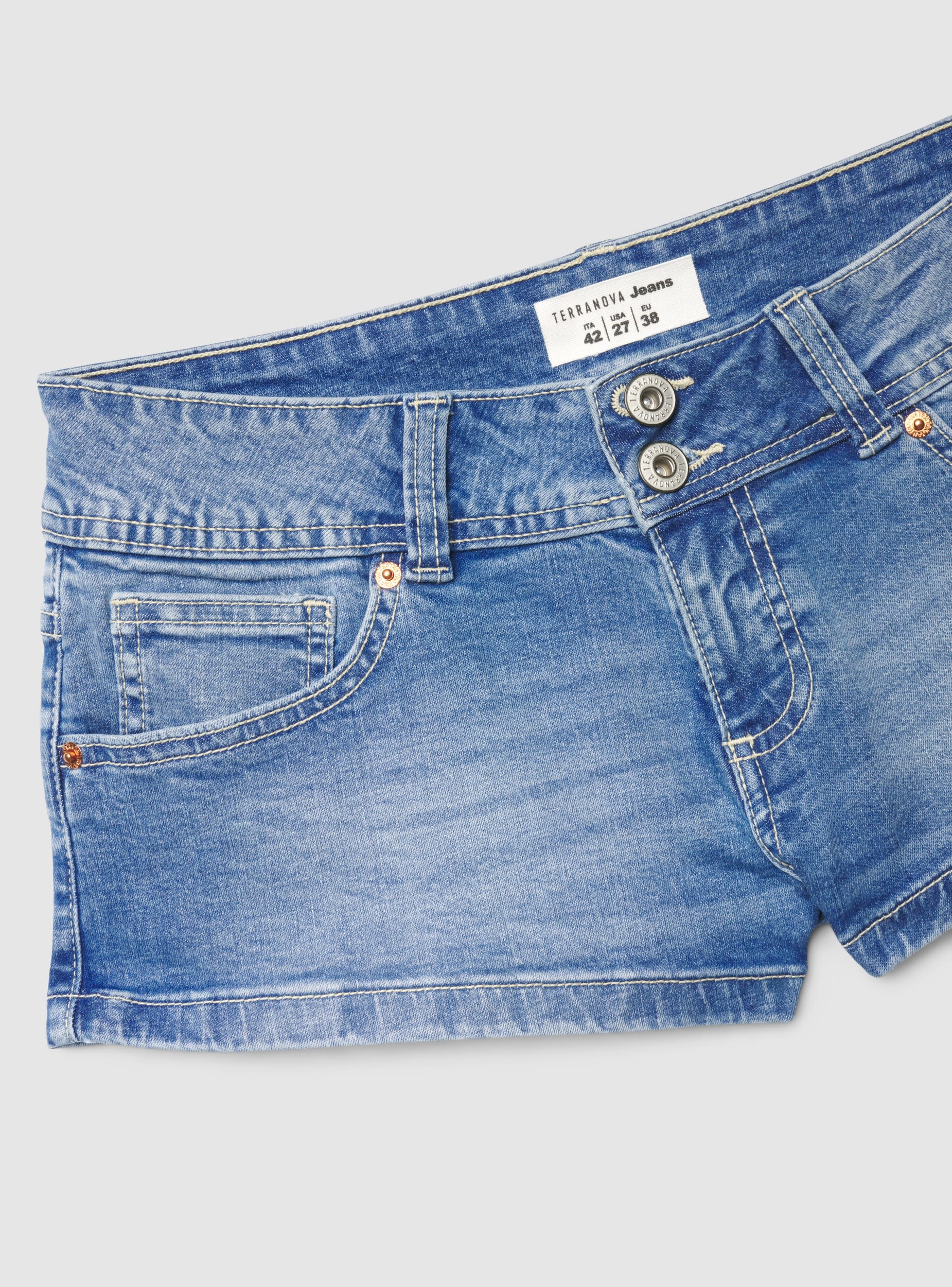 Shorts jeans a vita bassa con tasche - Image 7