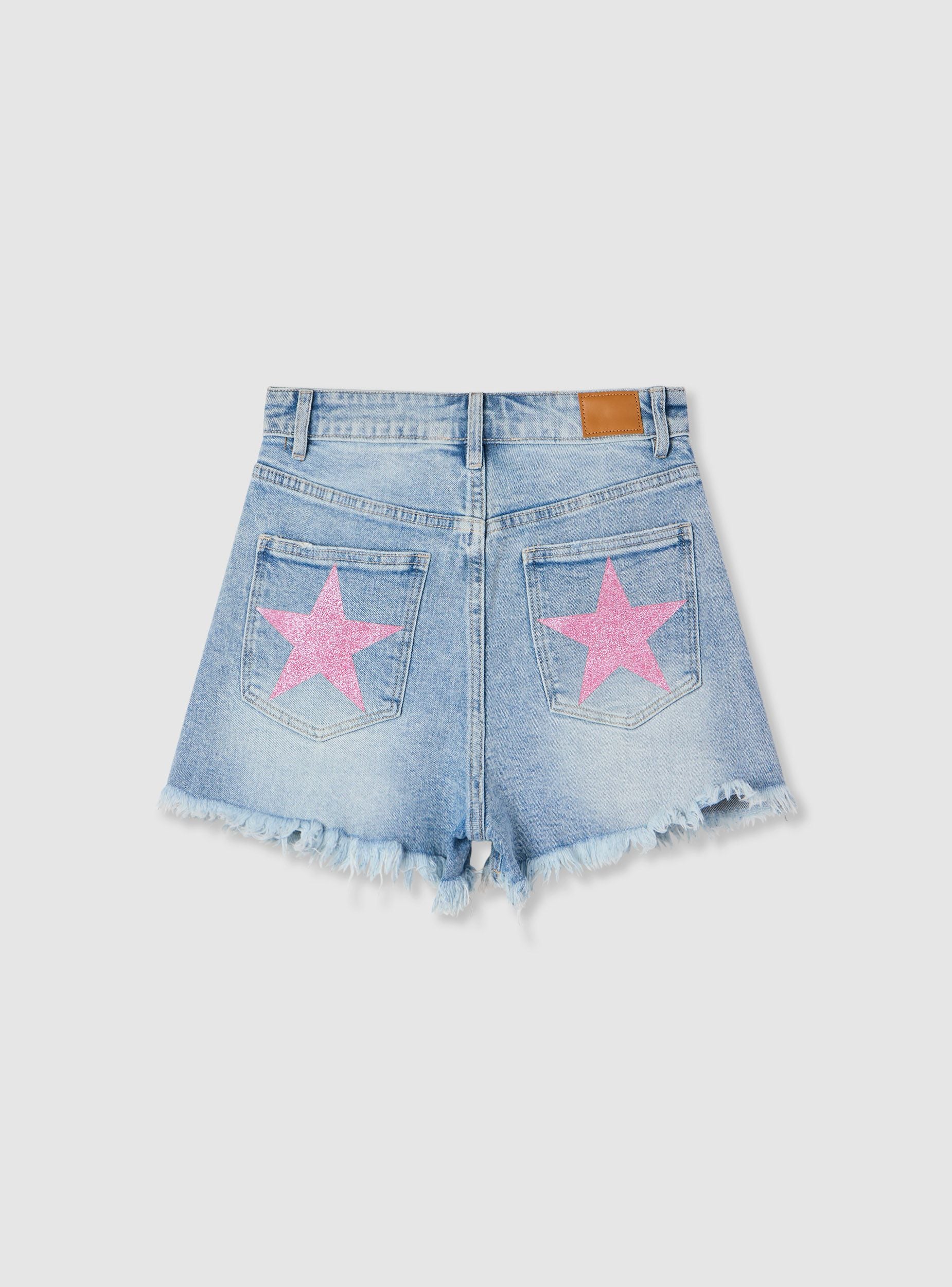 Shorts jeans con applicazioni a stella - Image 3