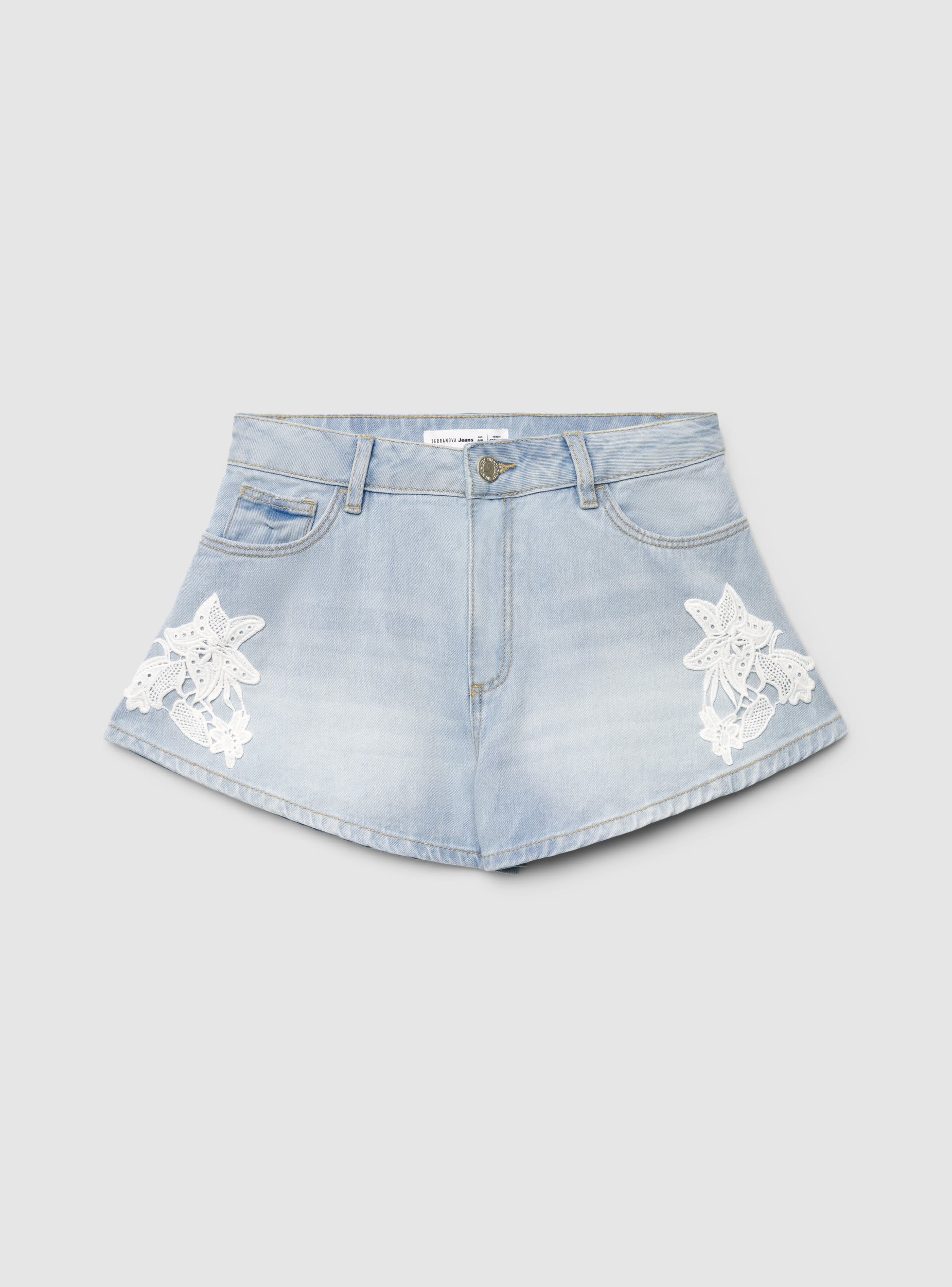 Shorts jeans con applicazioni floreali - Image 5