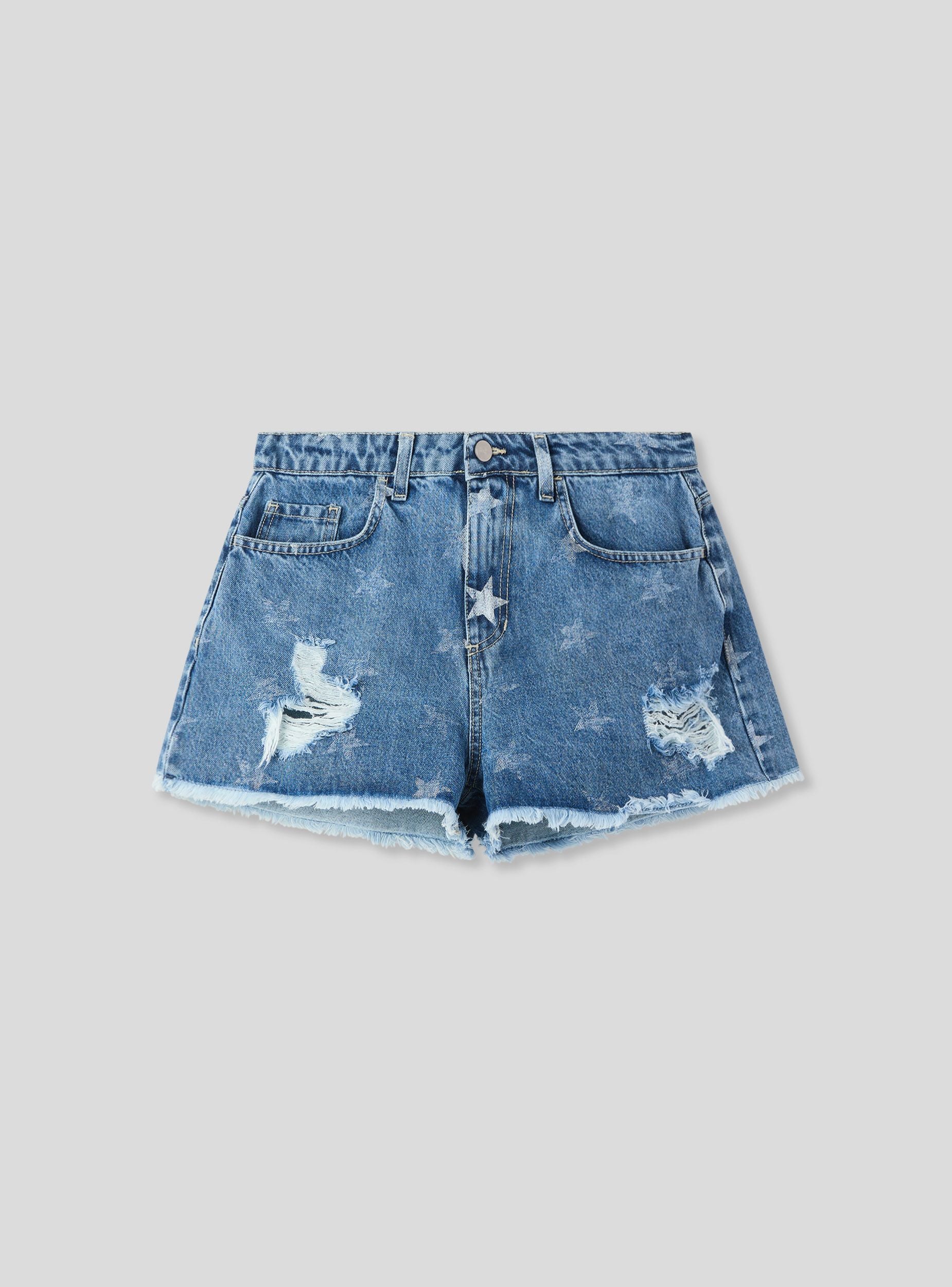Shorts jeans con stelle e strappi - Image 6