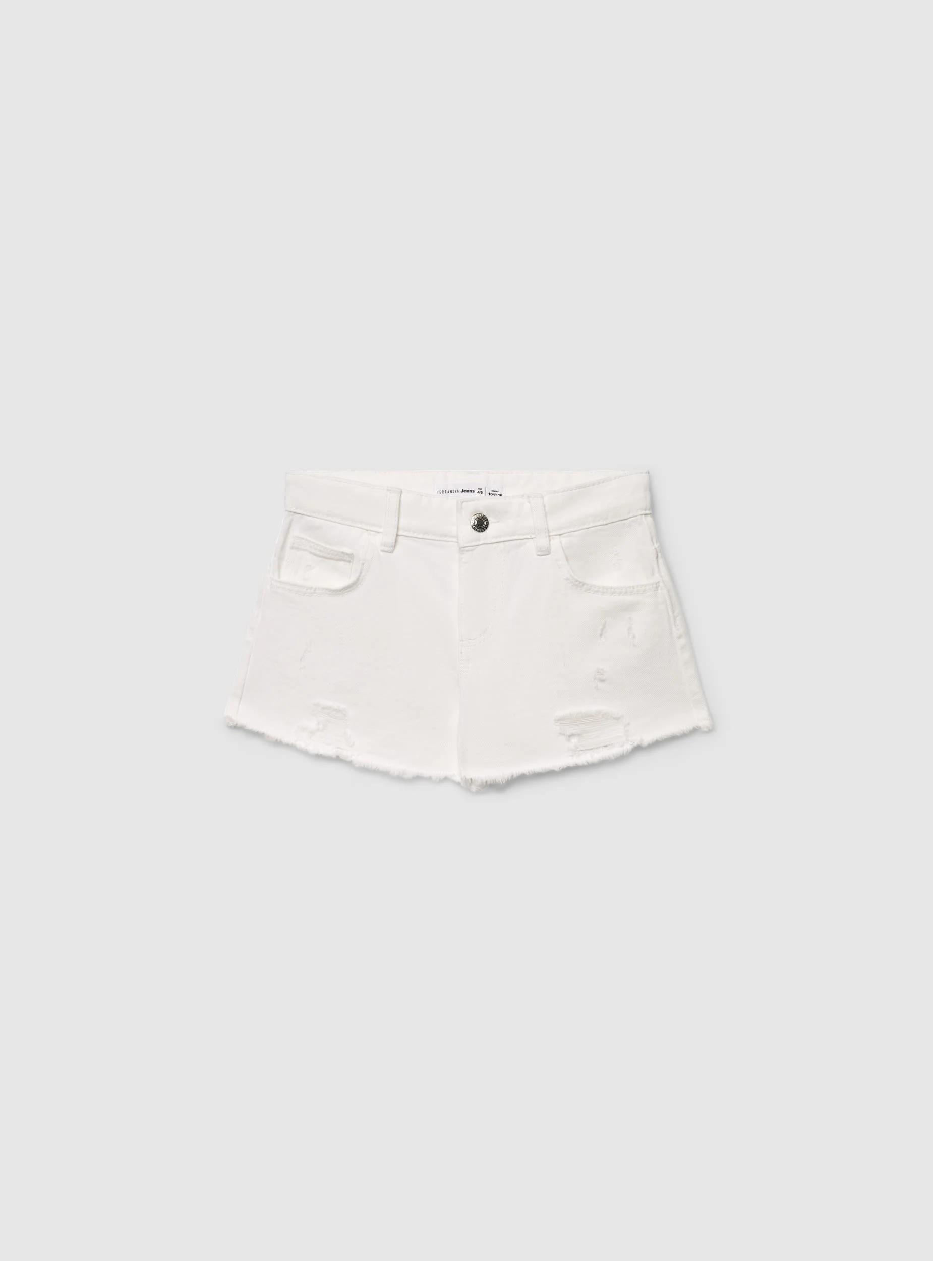 Shorts jeans con strappi e orlo sfrangiato - Image 4