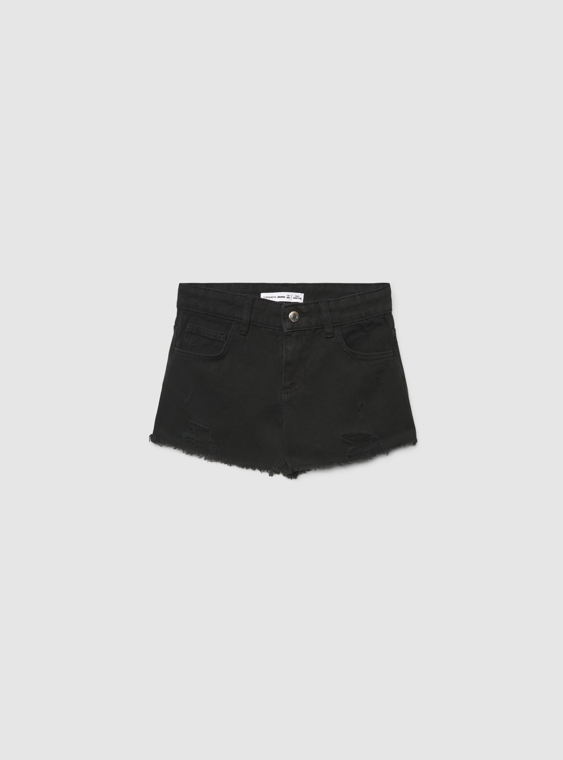 Shorts jeans con strappi e orlo sfrangiato - Image 4