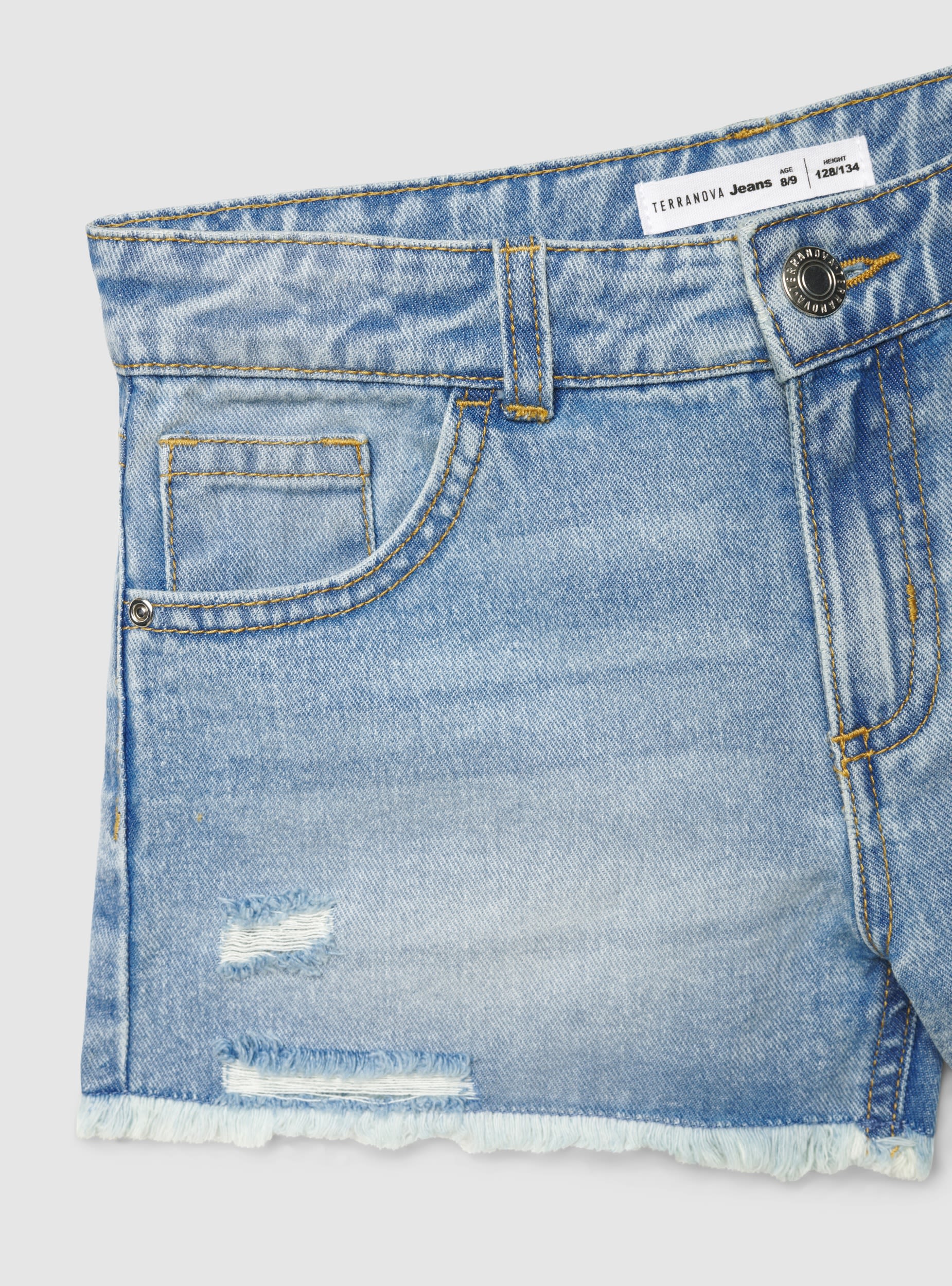 Shorts jeans con strappi e orlo sfrangiato - Image 6