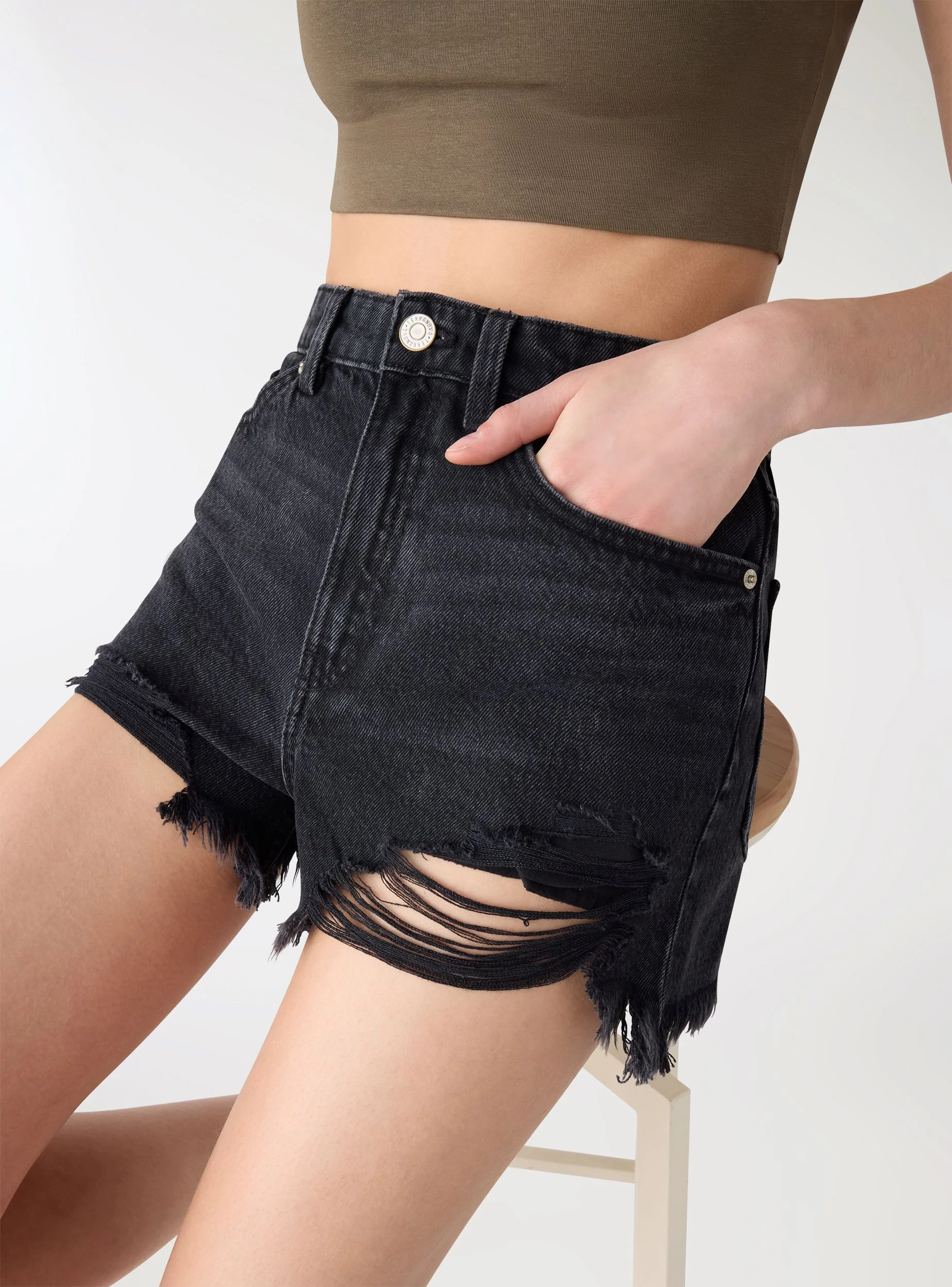 Shorts jeans mom con strappi - Image 4