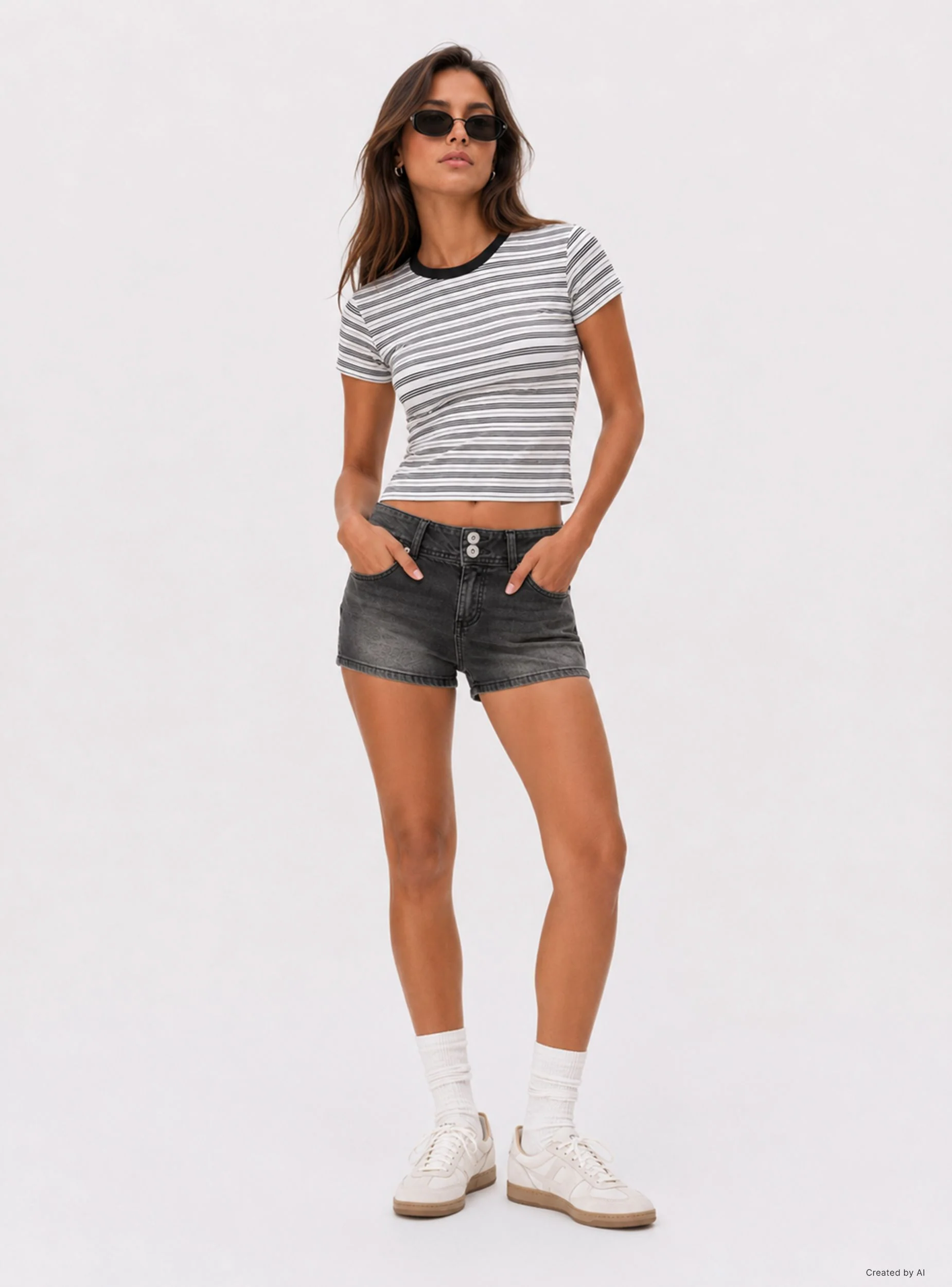 Shorts jeans vita bassa con tasche sul retro - Image 8