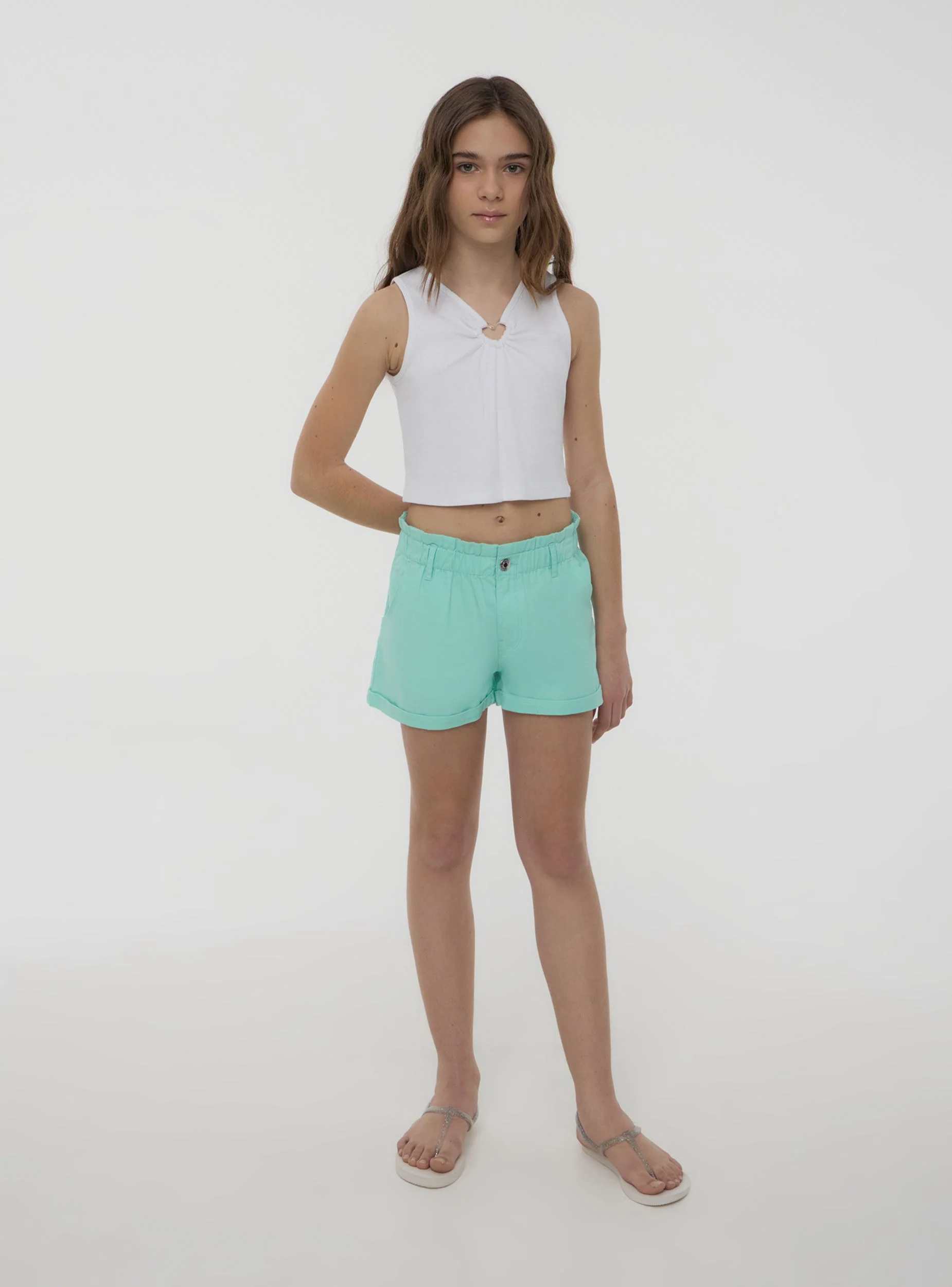 Shorts paperbag tinta unita - Image 3