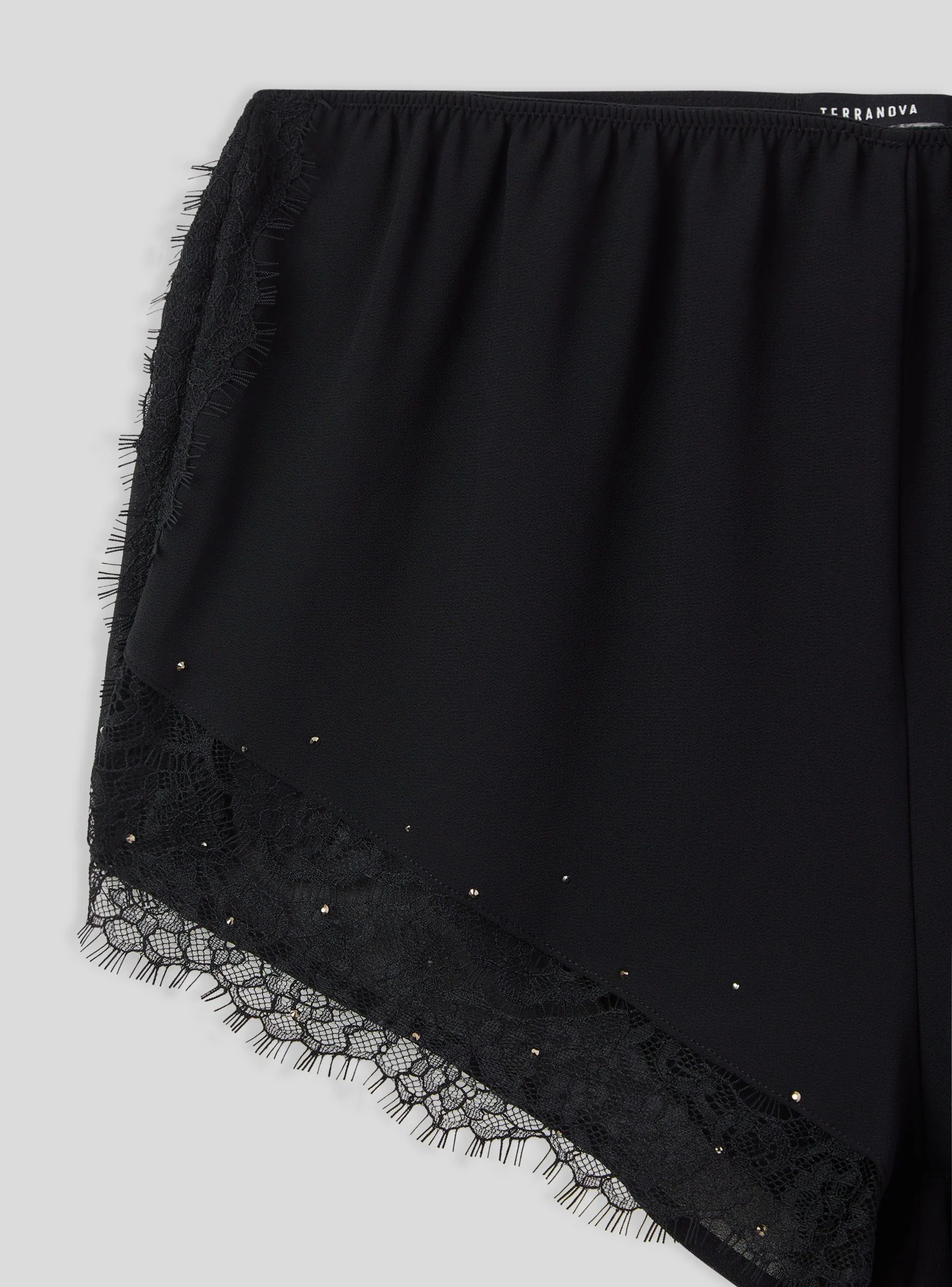 Shorts pigiama con pizzo e strass - Image 6