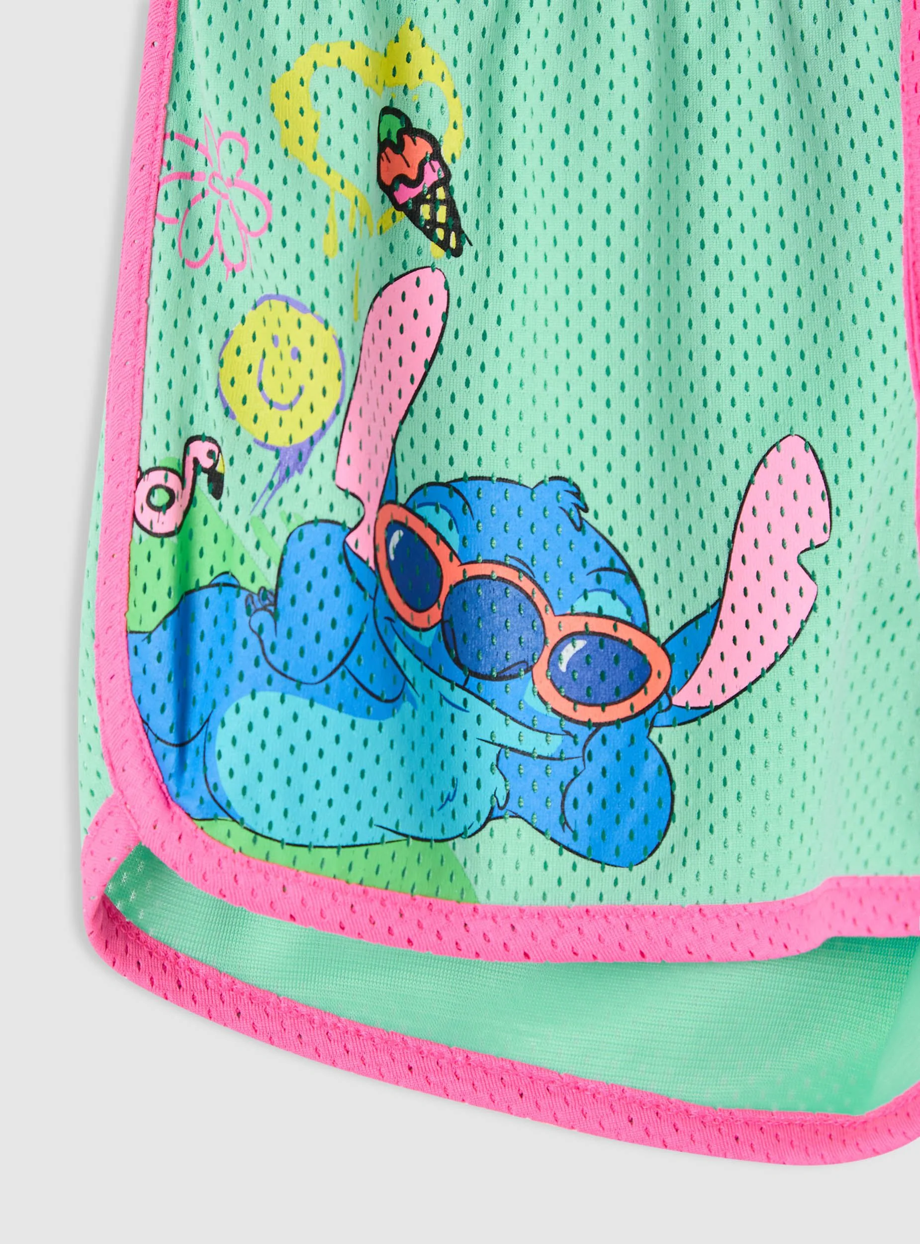 Shorts sportivi in rete con stampa Stitch® - Image 2