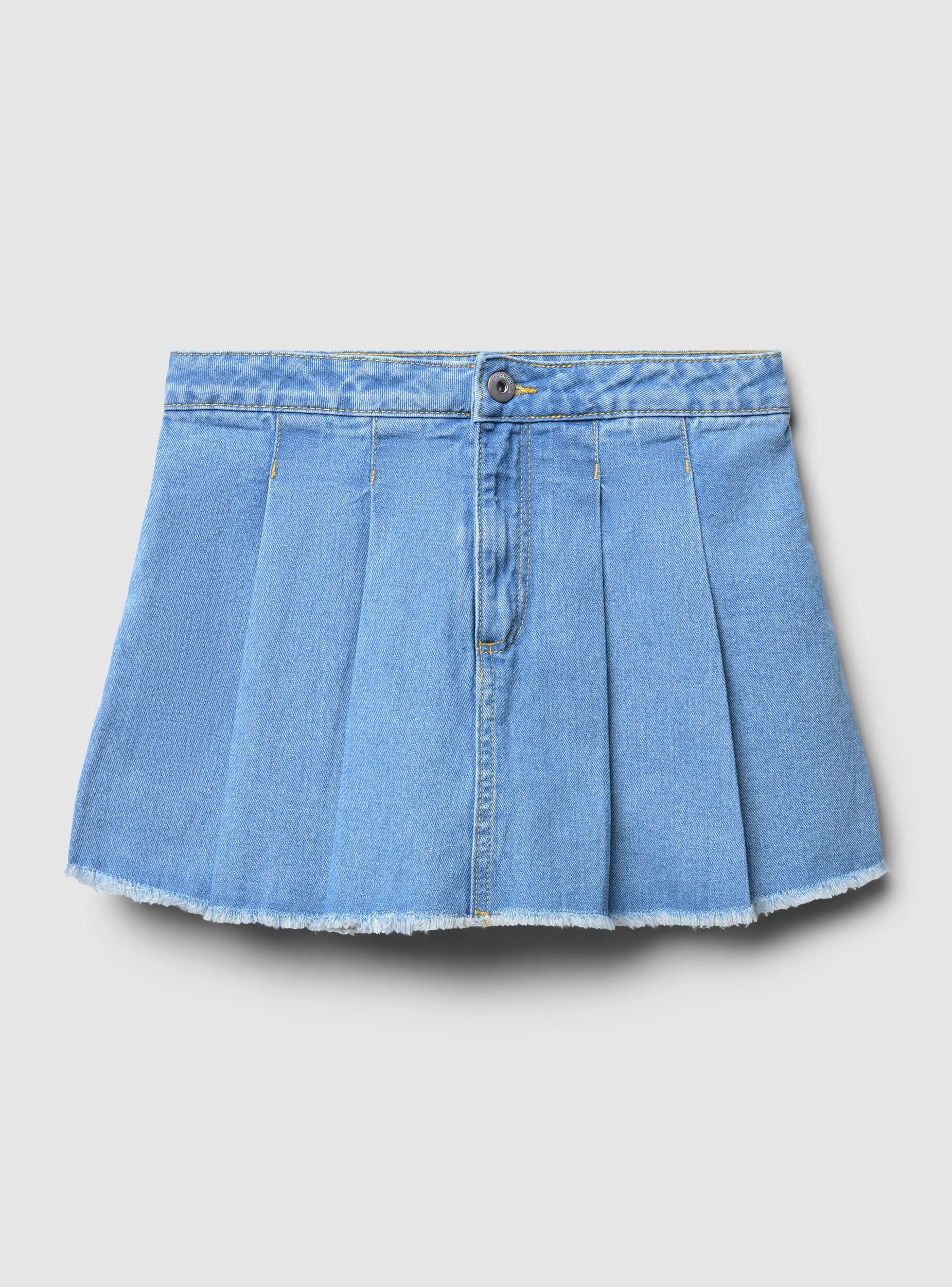 Skort a pieghe in denim - Image 5