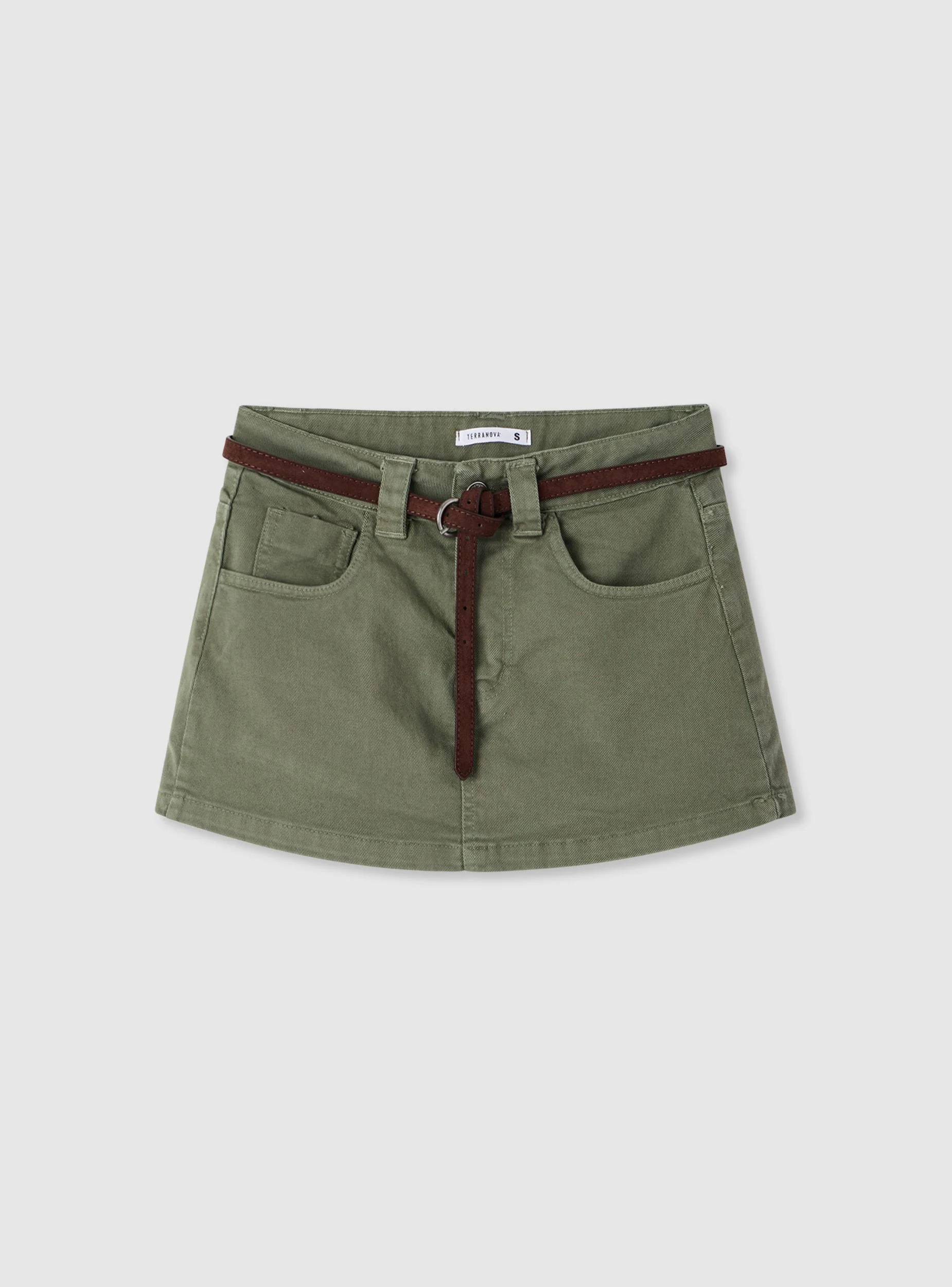 Skort a tinta unita con cintura - Image 5