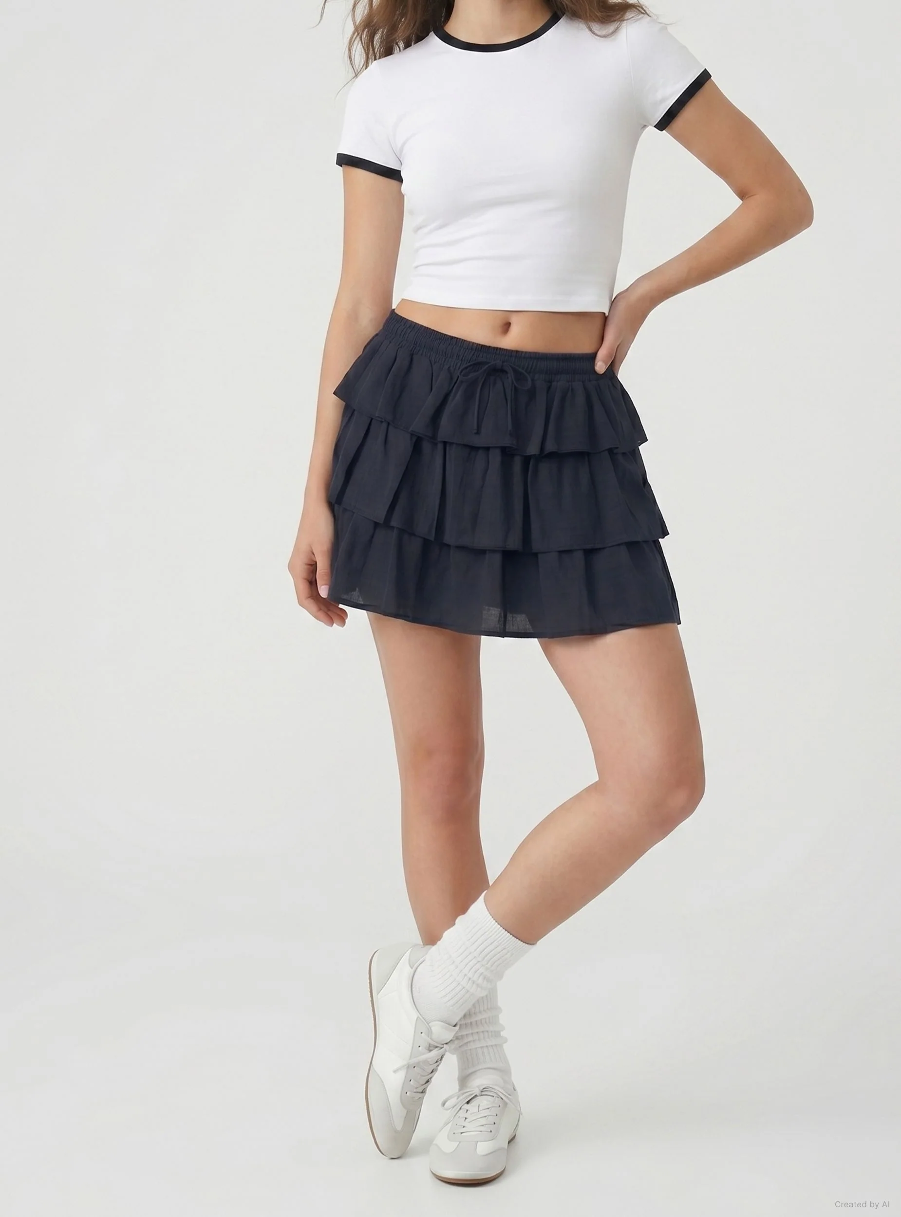 Skort con balze e coulisse - Image 3