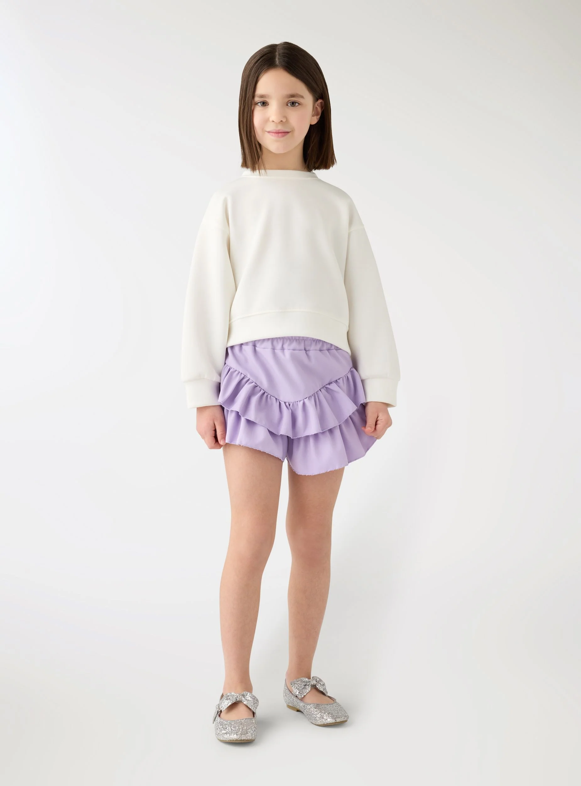 Skort con balze e vita elasticizzata