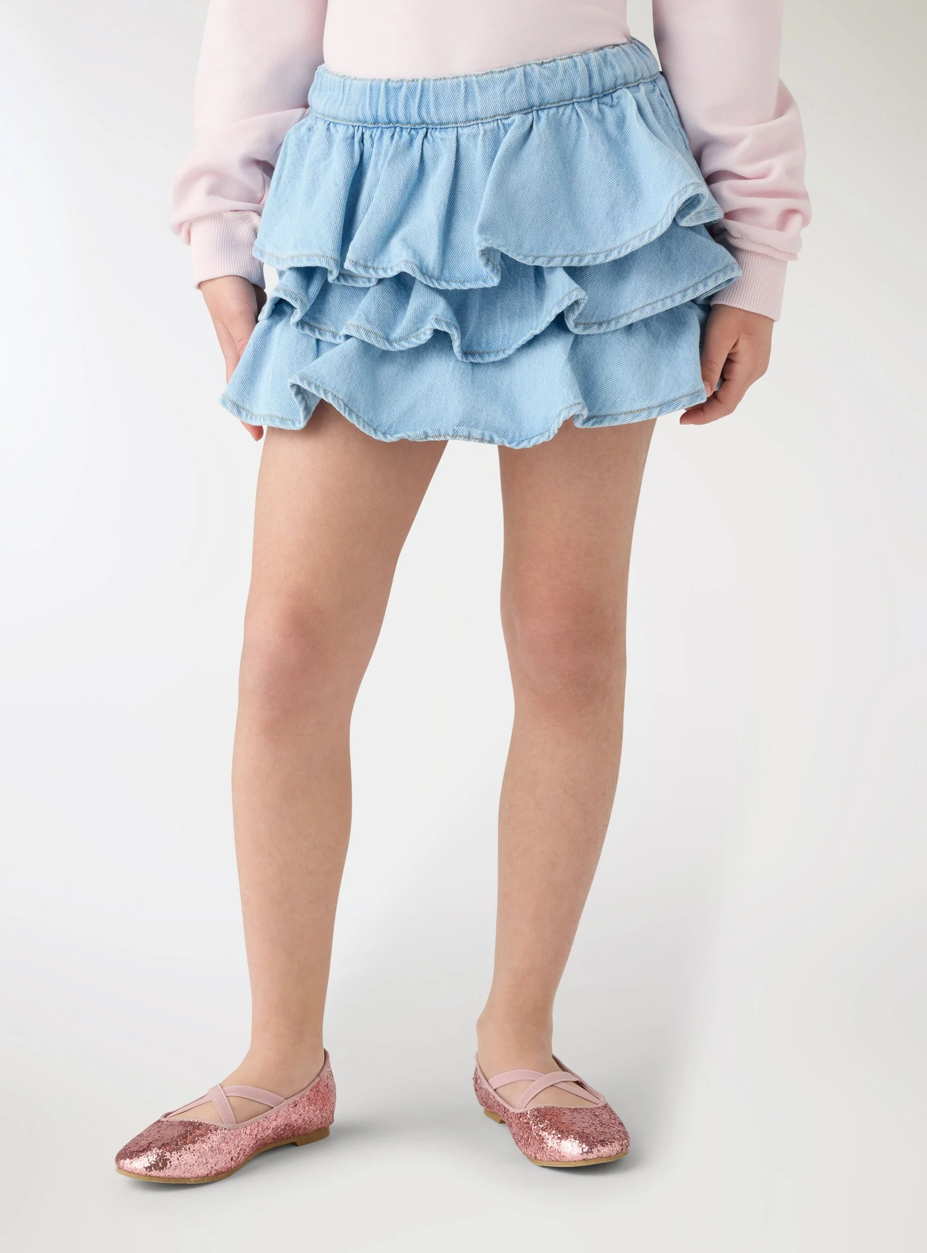 Skort culottes con balze a tinta unita - Image 2