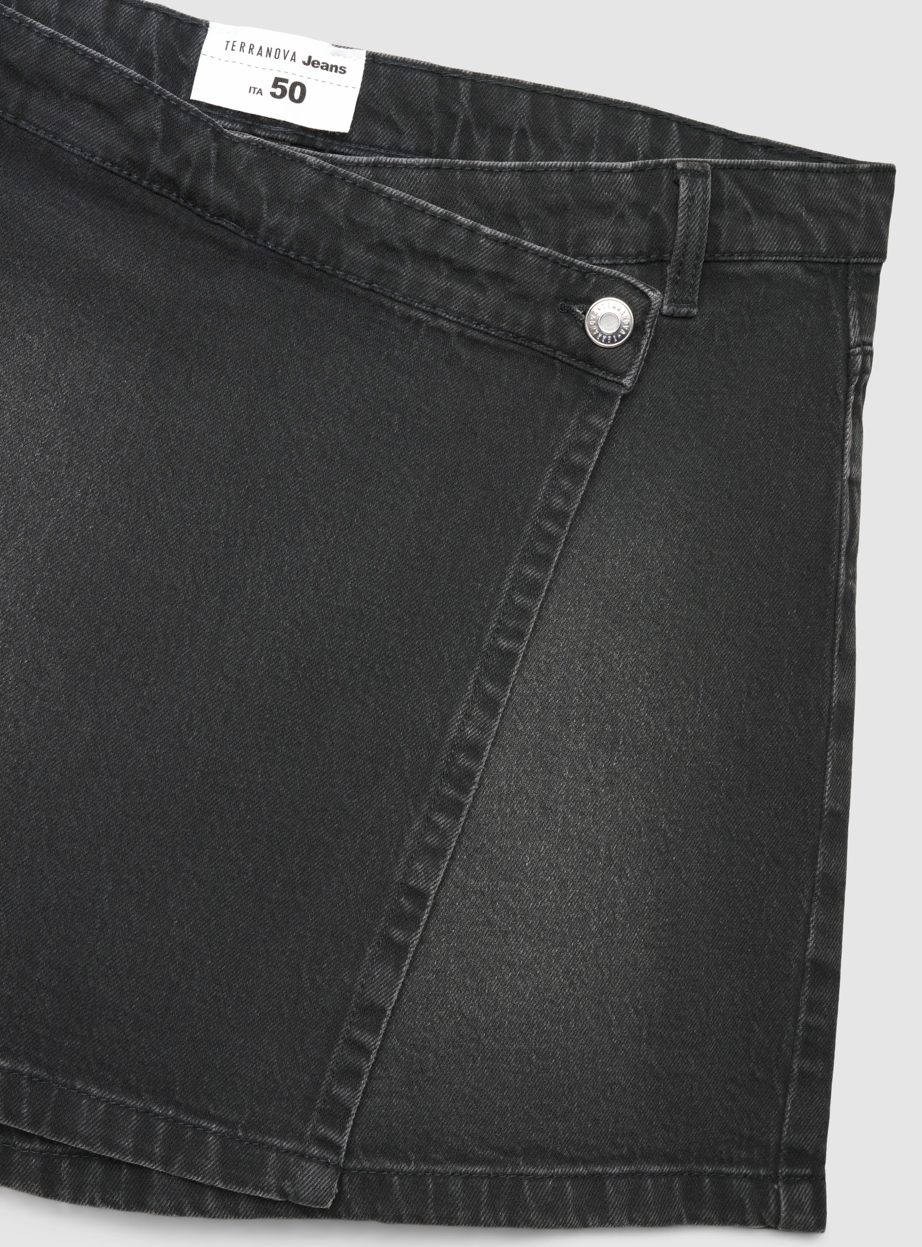 Skort in denim a portafoglio con bottone - Image 7