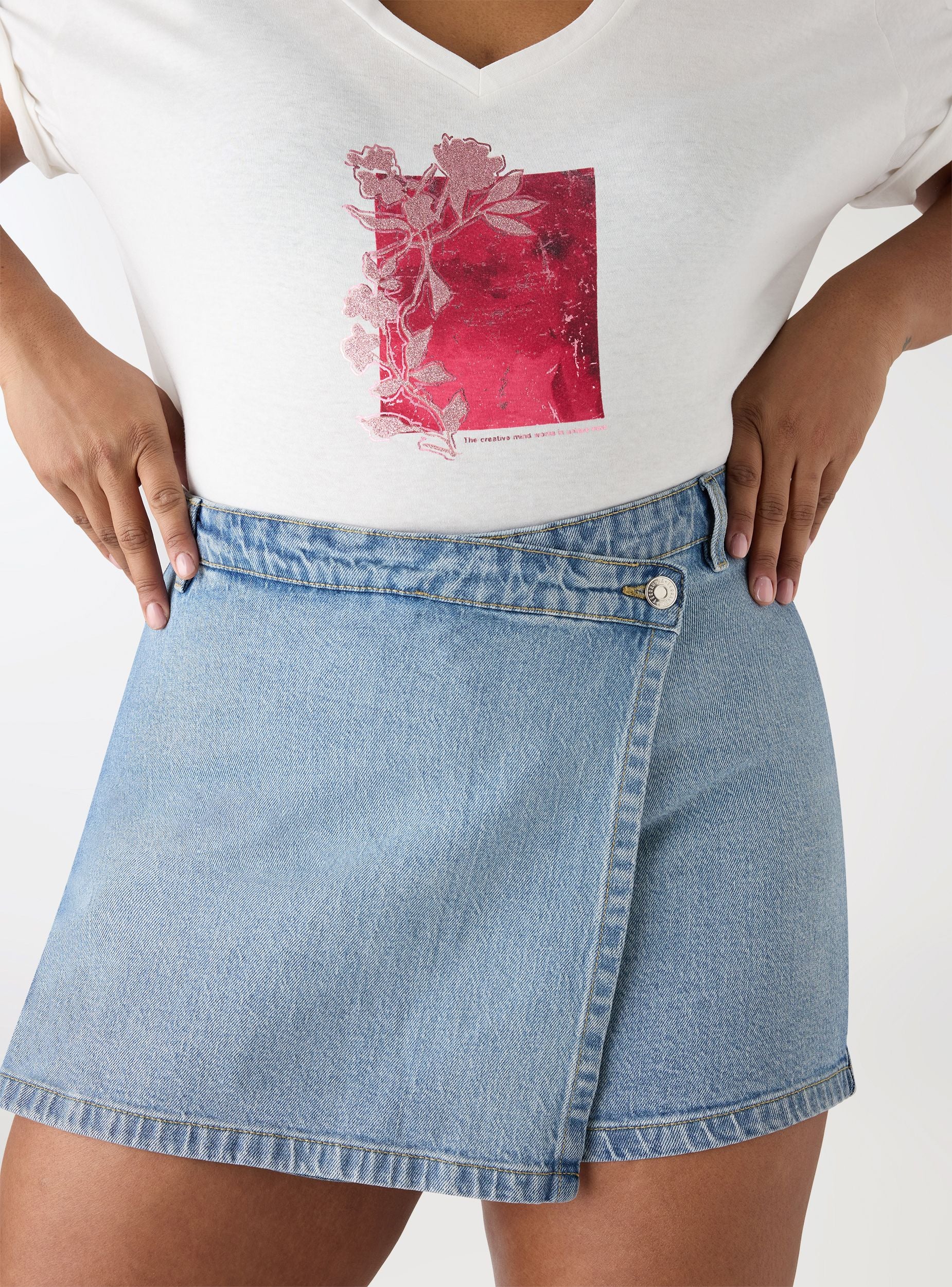 Skort in denim a portafoglio - Image 4