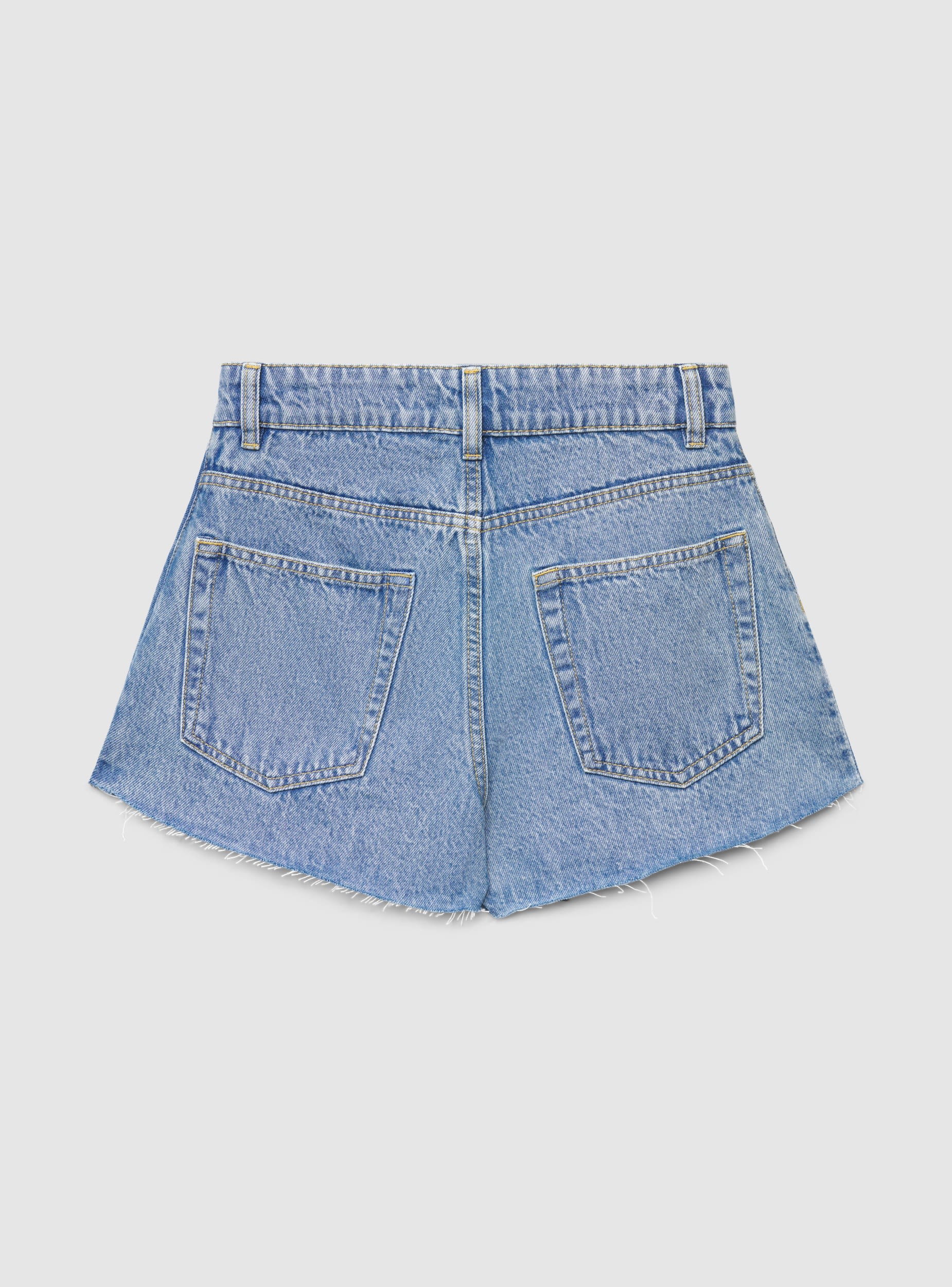 Skort in denim mini con orlo a vivo - Image 7