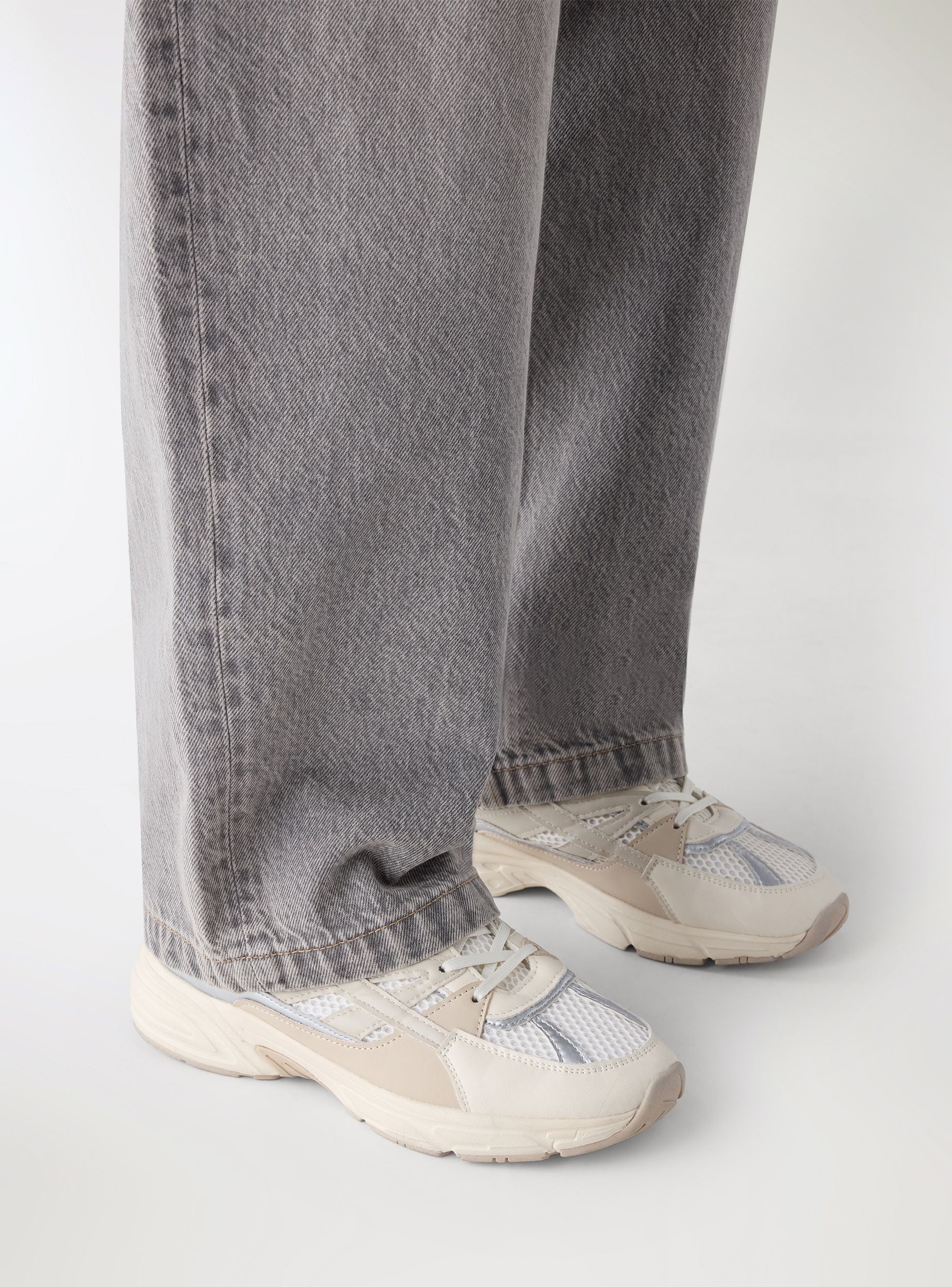 Sneakers inserti mesh e suola chunky