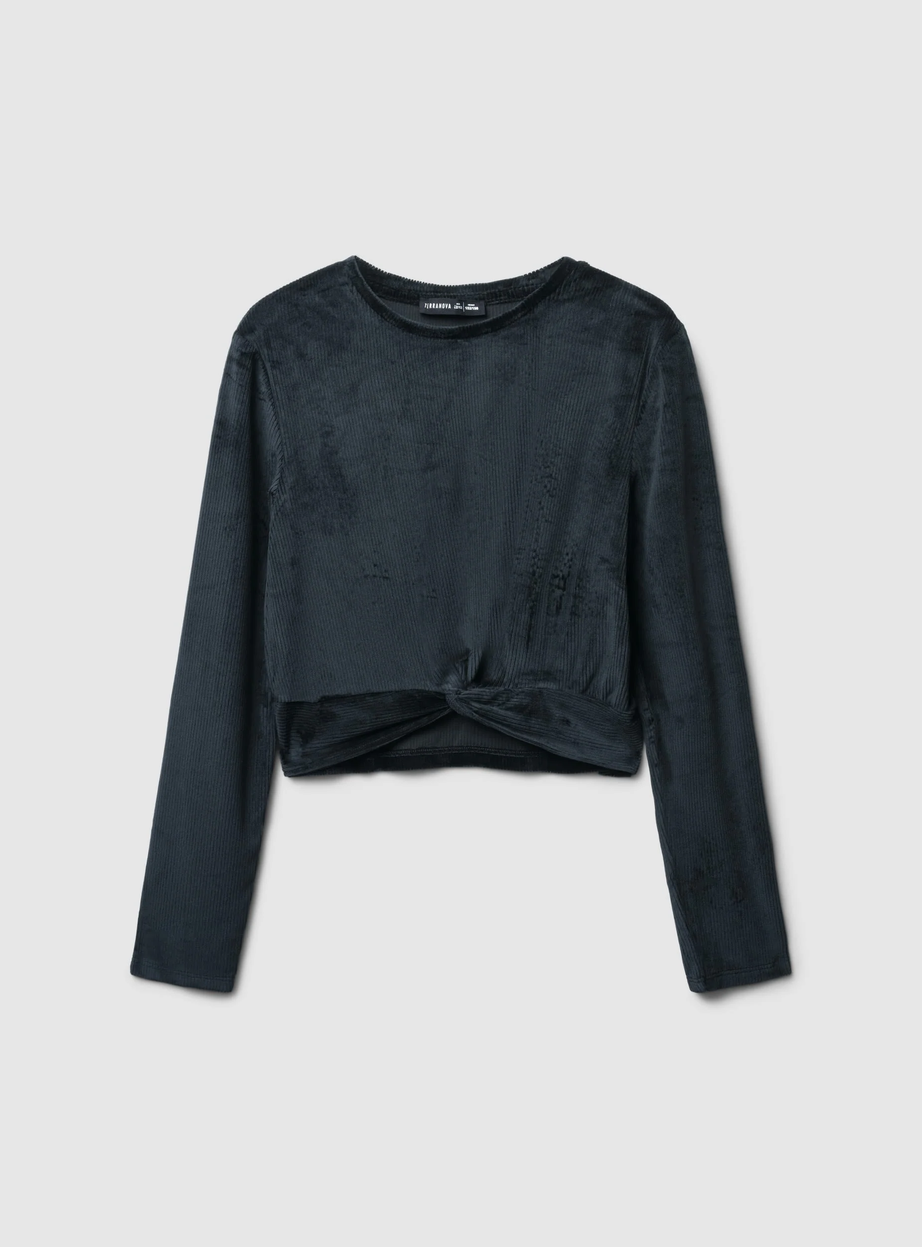 T-shirt a coste con nodo in tessuto caldo - Image 5