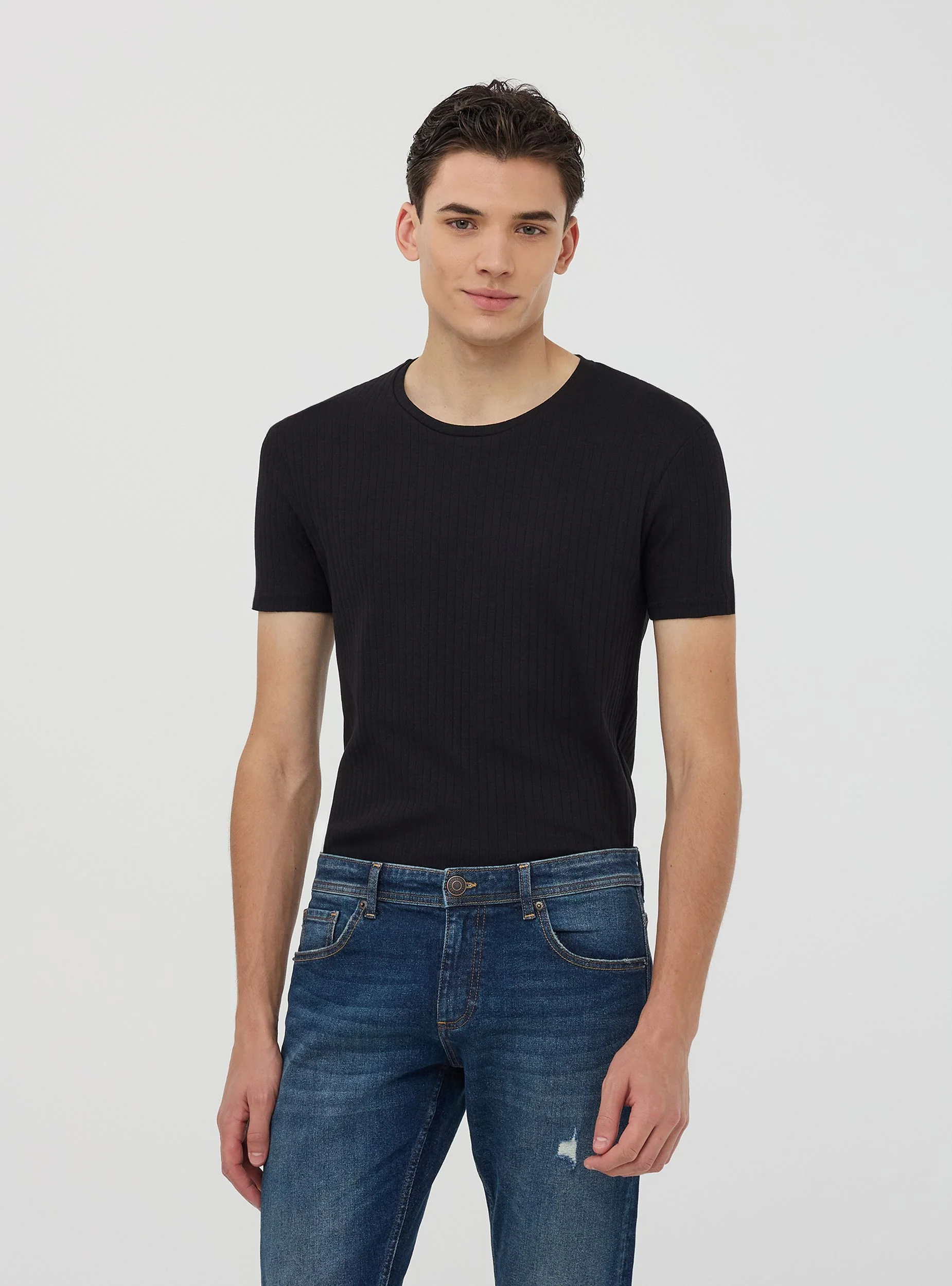 T-shirt a costina tinta unita - Image 7