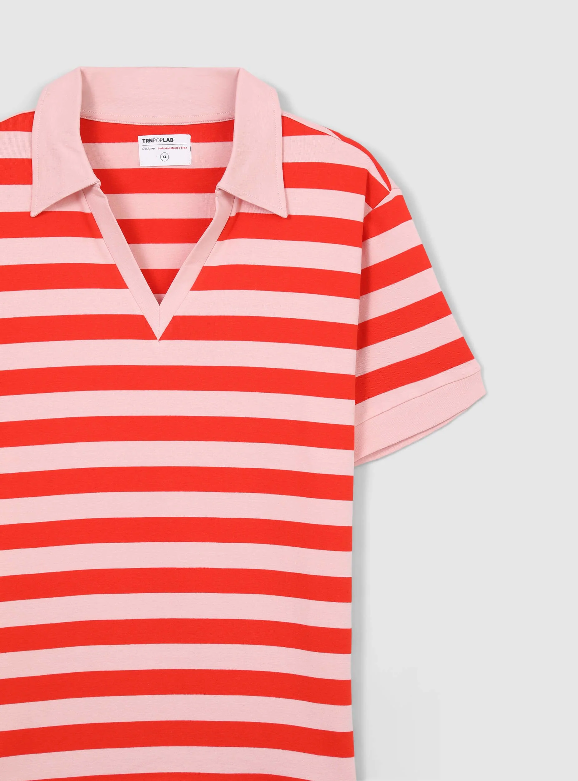 T-shirt a costine a righe con scollo derby TRNPOPLAB - Image 5
