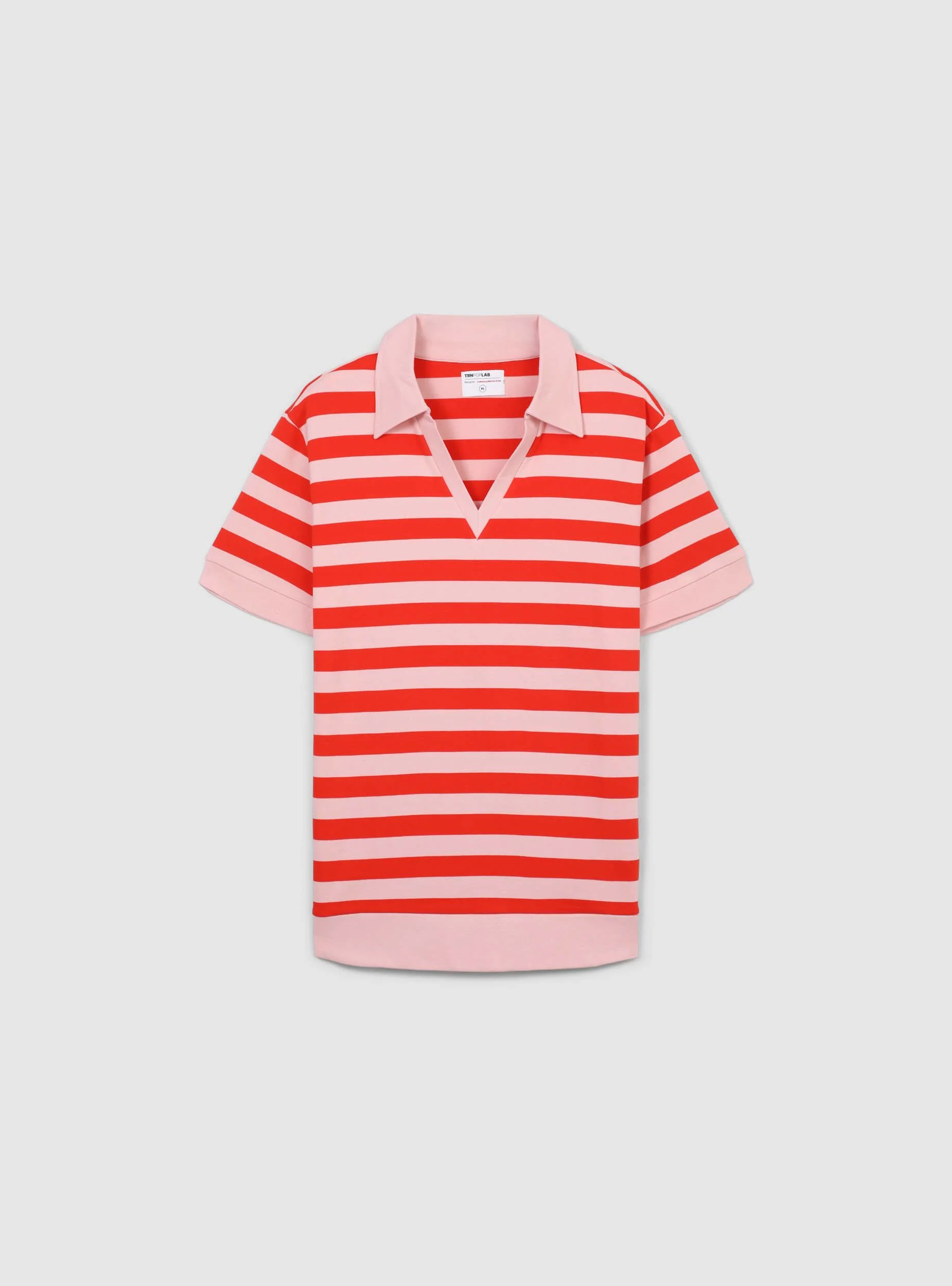 T-shirt a costine a righe con scollo derby TRNPOPLAB - Image 6