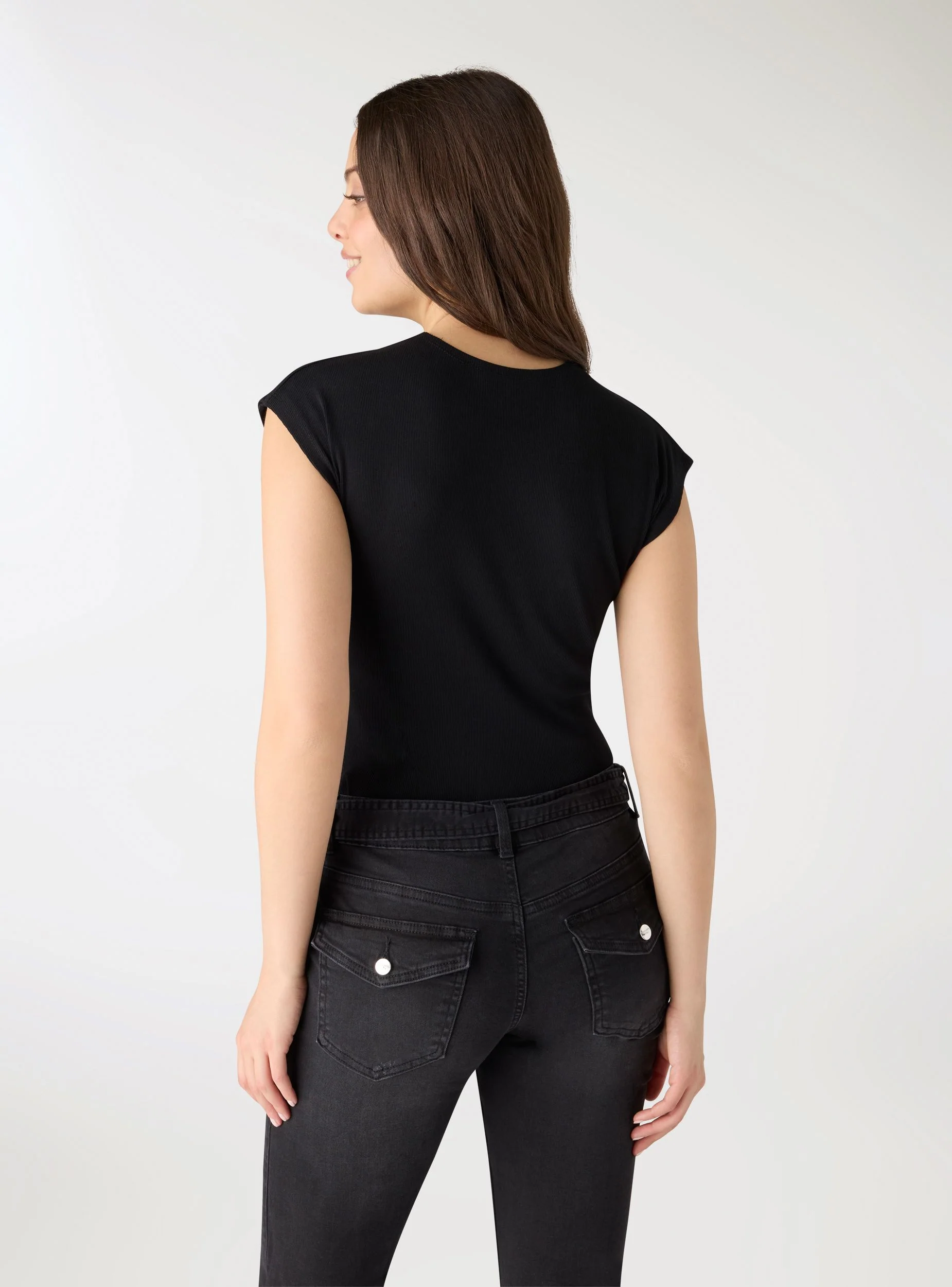 T-shirt a costine con strass - Image 3