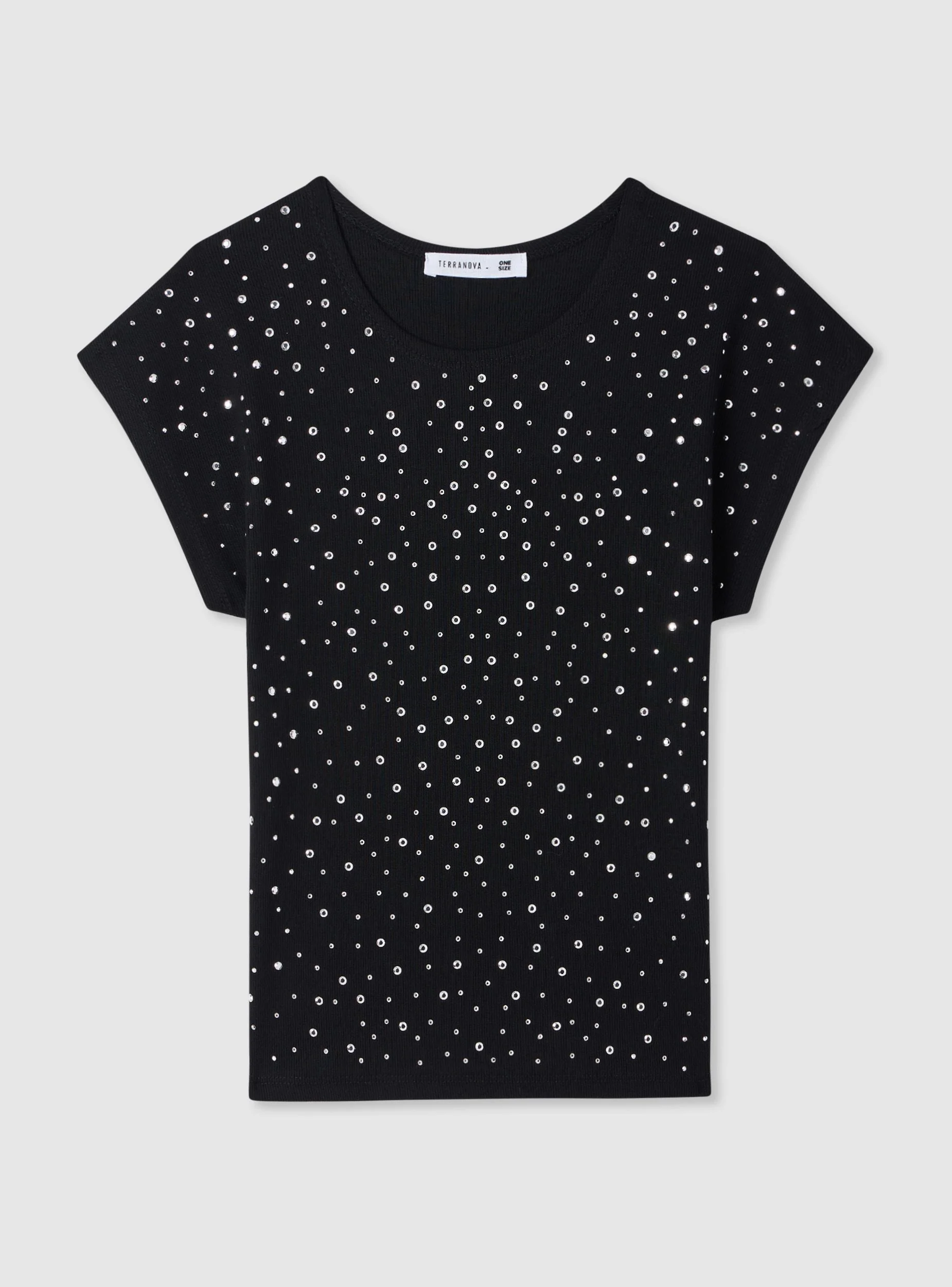 T-shirt a costine con strass - Image 5