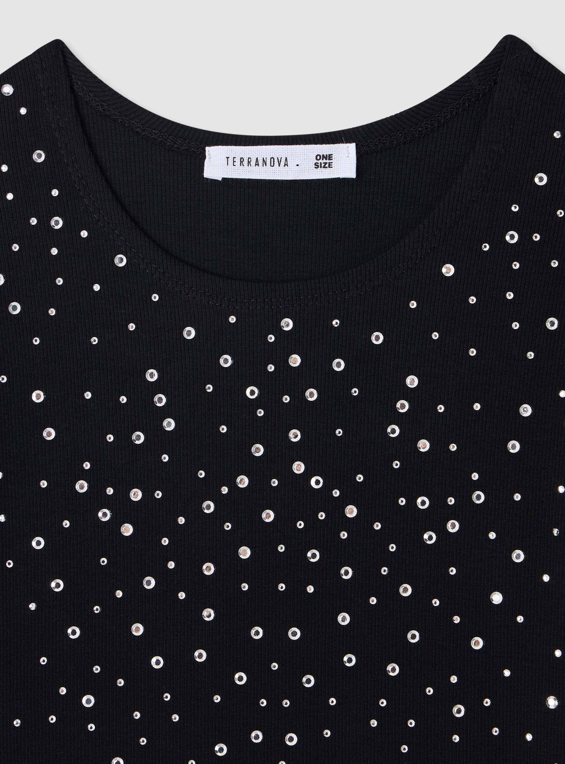 T-shirt a costine con strass - Image 6