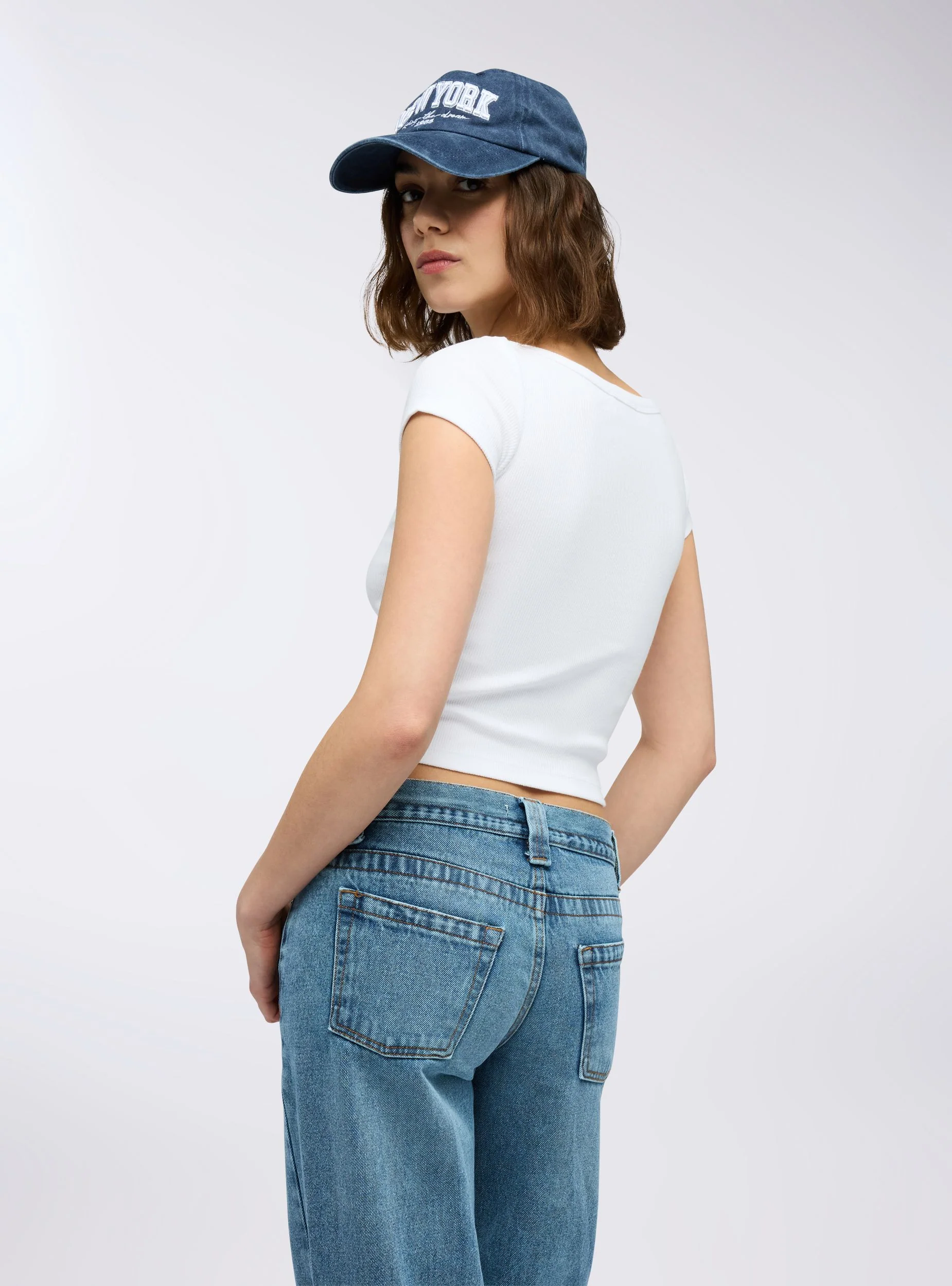 T-shirt a costine scollo ampio - Image 3