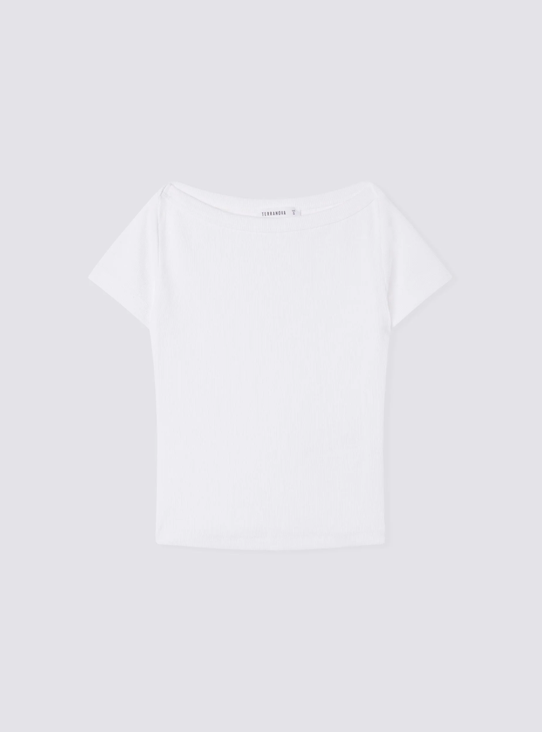 T-shirt a costine scollo ampio - Image 5