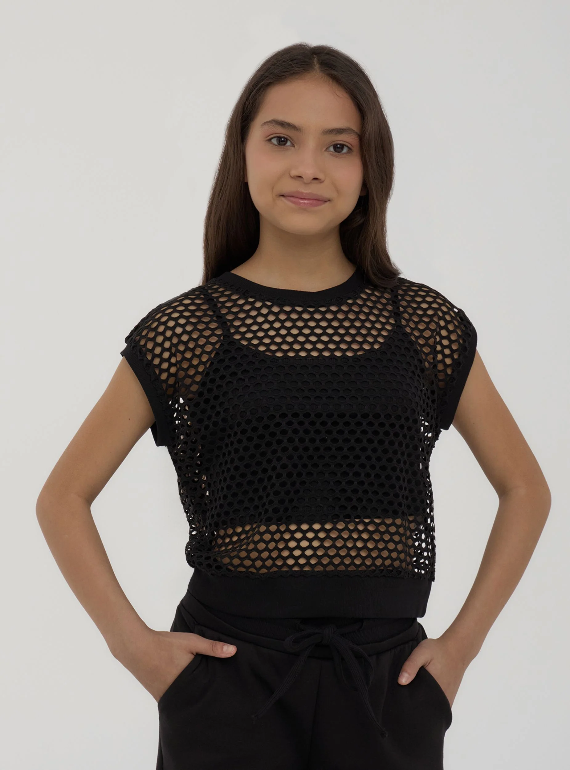 T-shirt a rete con canotta - Image 2