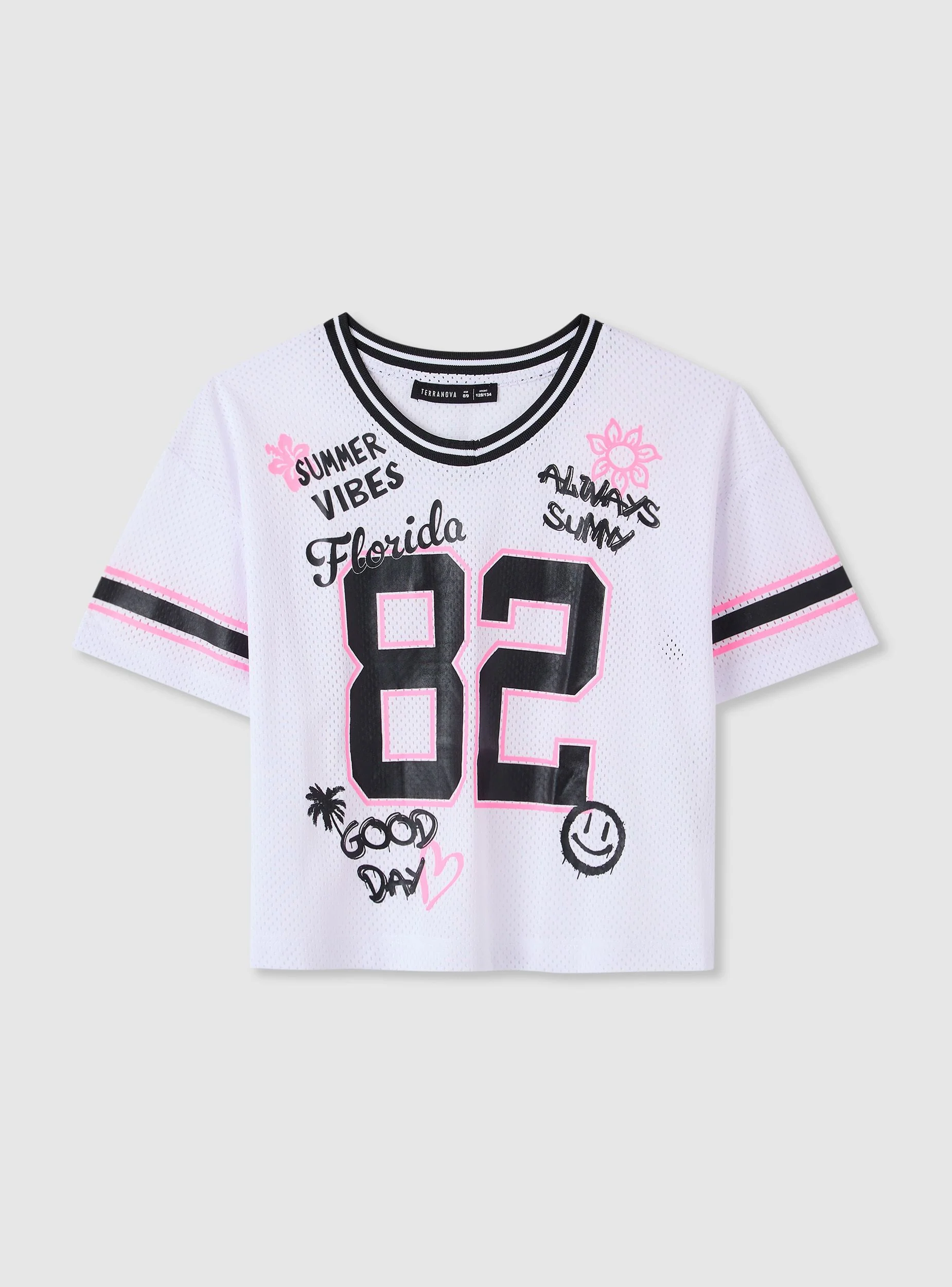 T-shirt a rete con stampa college