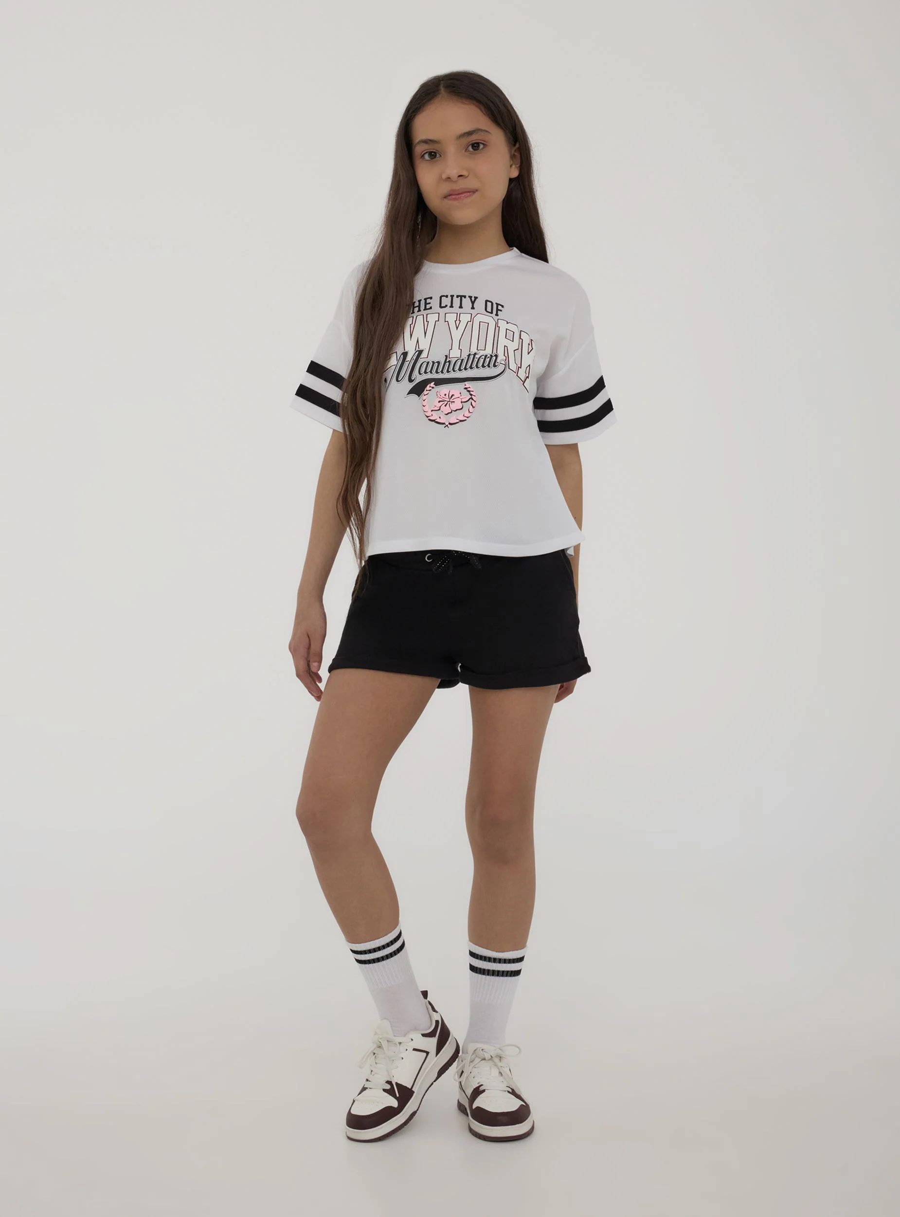 T-shirt a rete con stampa e bande - Image 3