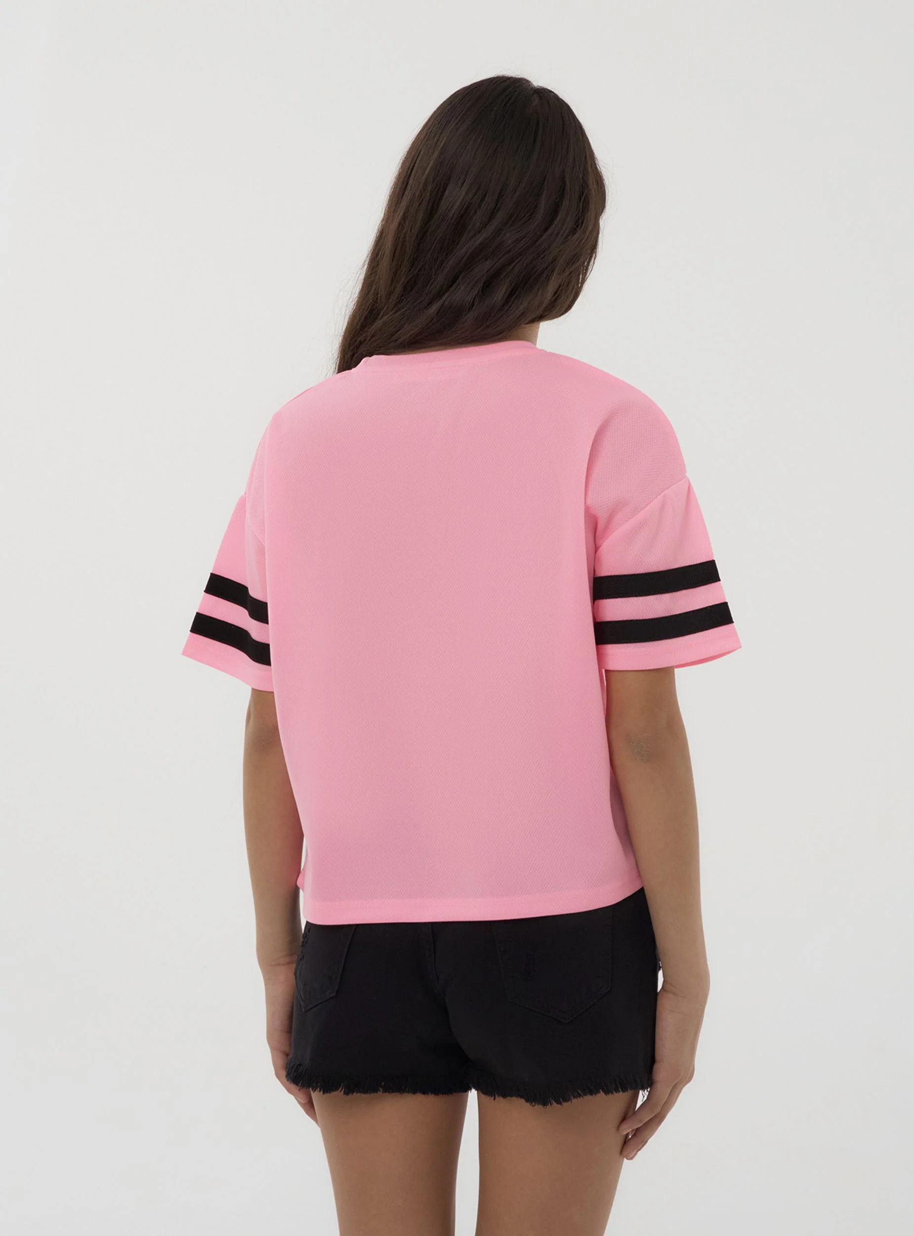 T-shirt a rete con stampa e bande - Image 3