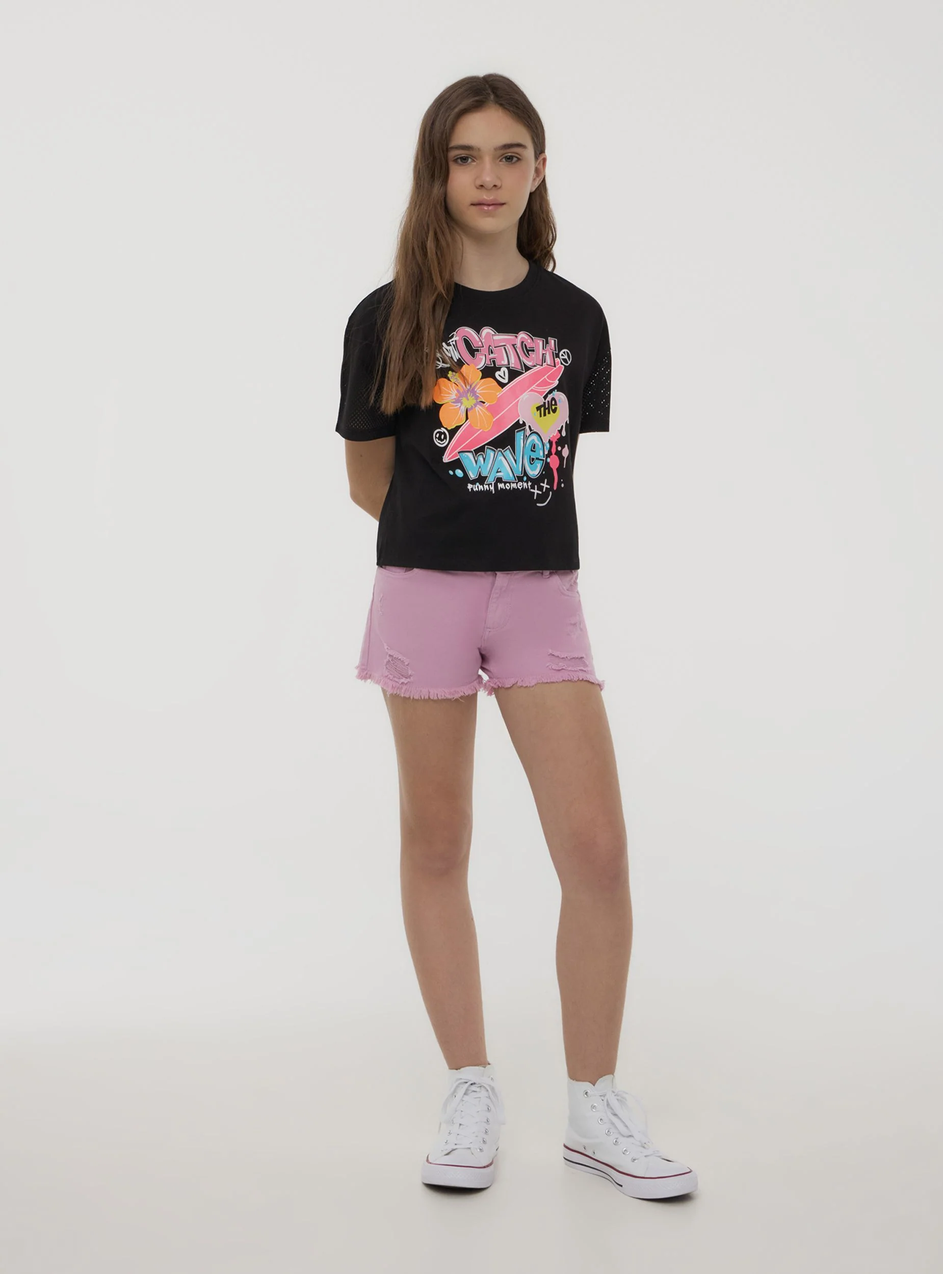 T-shirt a rete con stampa graffiti - Image 3