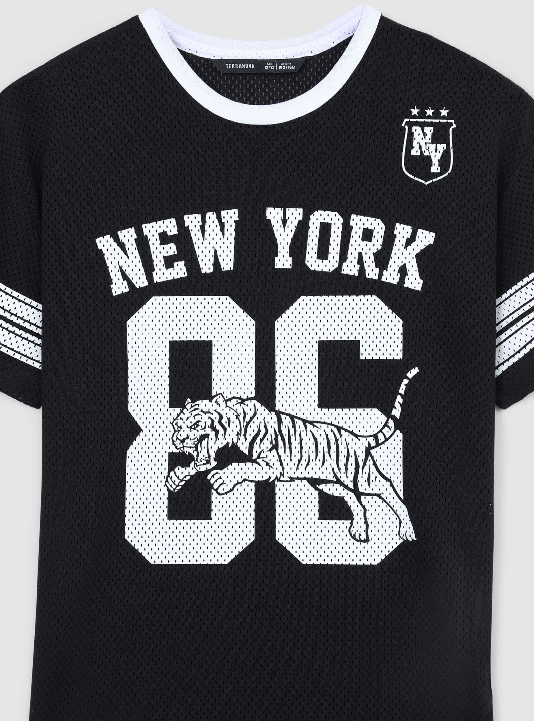 T-shirt a rete con stampa sportiva - Image 4