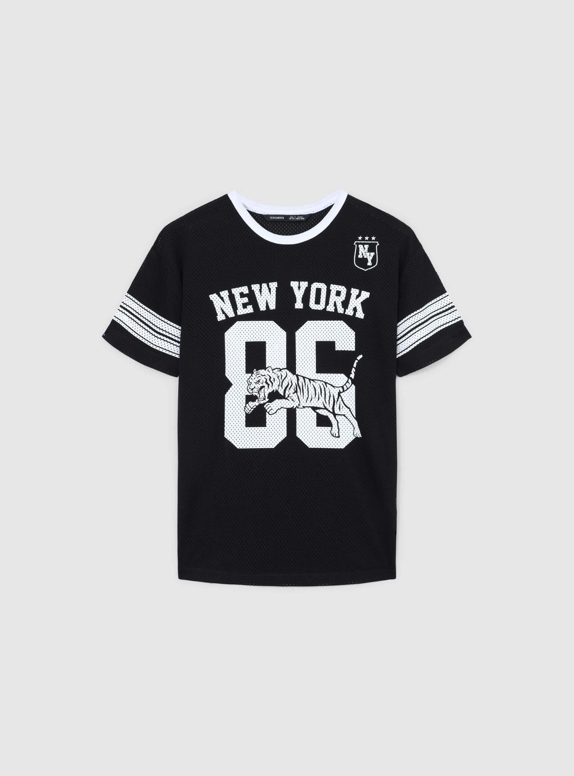 T-shirt a rete con stampa sportiva - Image 5