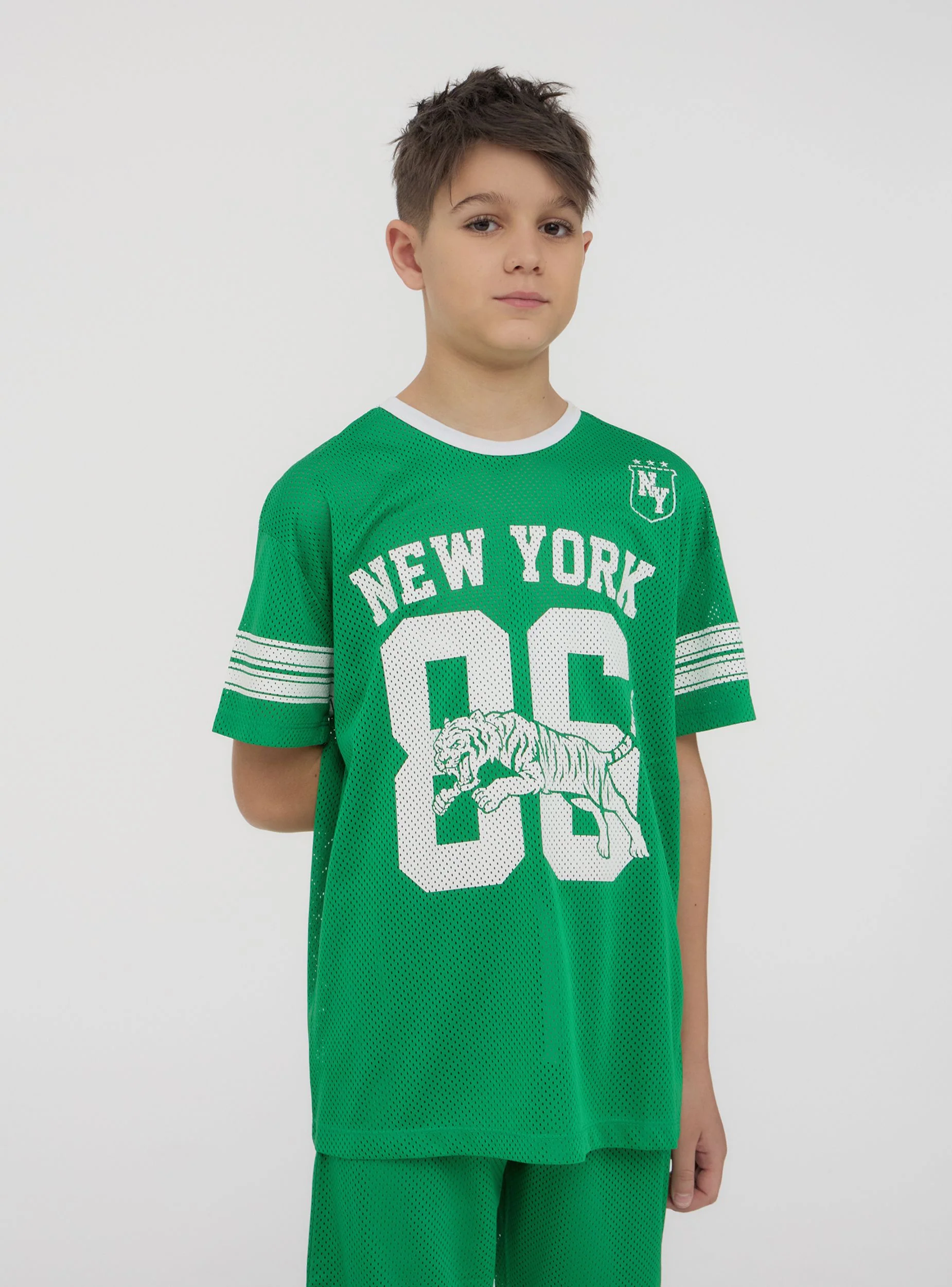 T-shirt a rete con stampa sportiva - Image 2