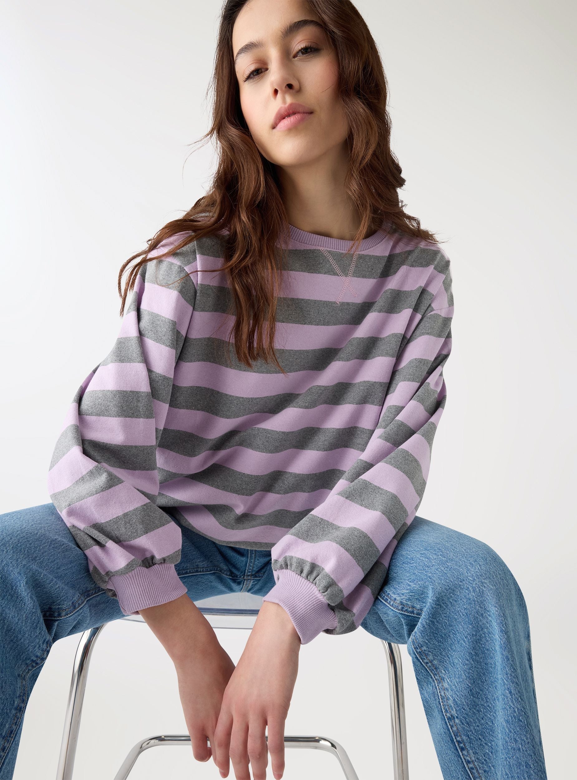T-shirt a righe a maniche lunghe