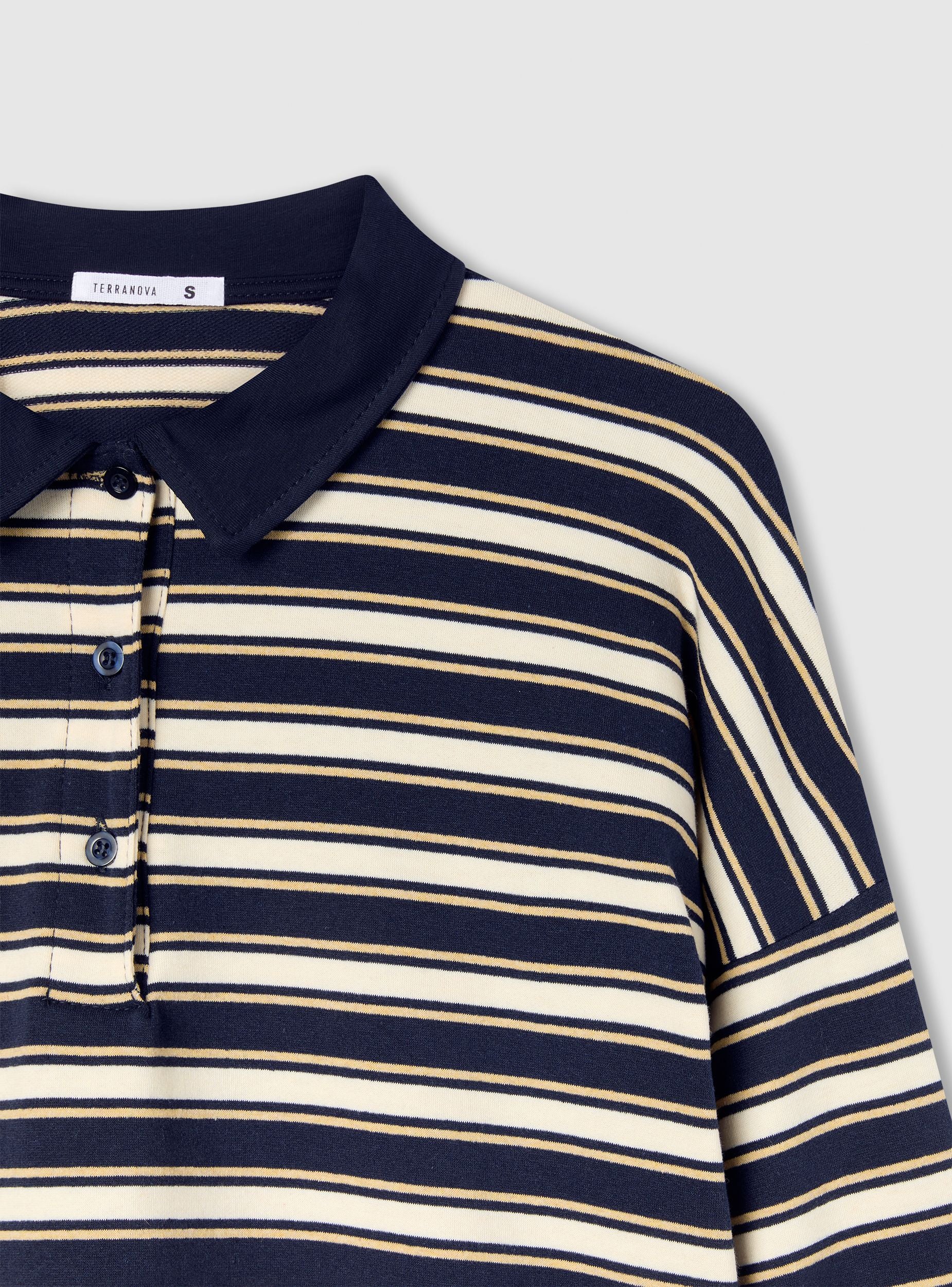 T-shirt a righe con colletto polo - Image 6