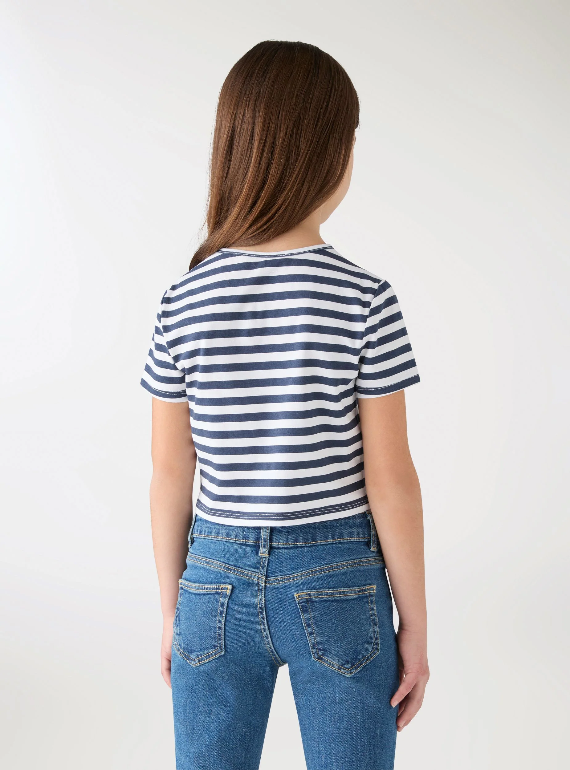 T-shirt a righe con cut-out - Image 3