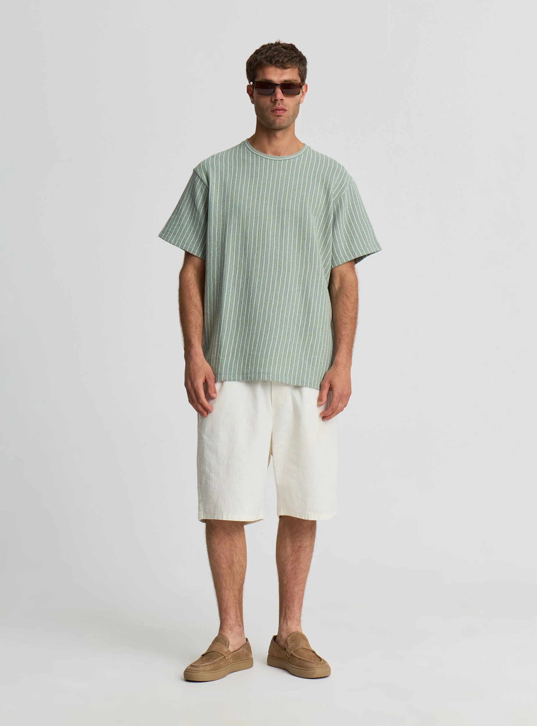 T-shirt a righe con effetto crochet